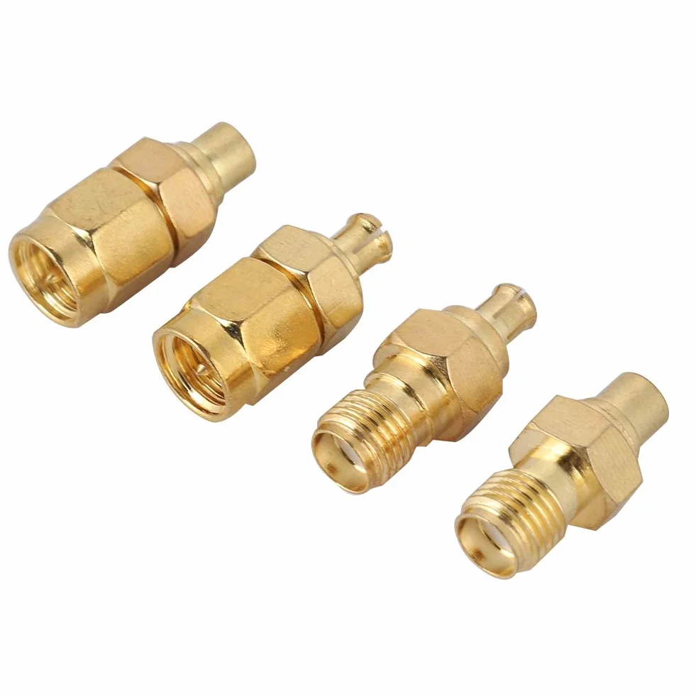 ASHATA MCX-to-SMA Adapter - 4-Piece Nickel-Plated Brass, 50 Ohm Impedance for Antenna Radio, Corrosion Protection RF Coaxial Connection