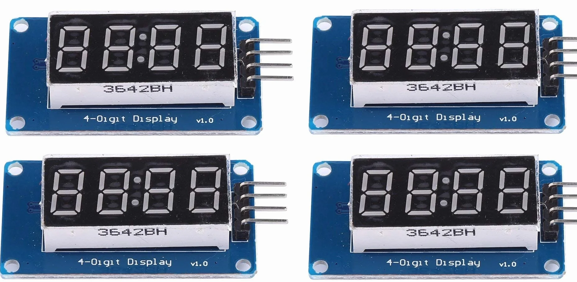 4 szt. 0,36 cala 3,3 ~ 5,5 V LED 4 Digit 7-segmentowy wyświetlacz, regulowana jasność, moduł z wyświetlaczem zegara do czerwonego światła