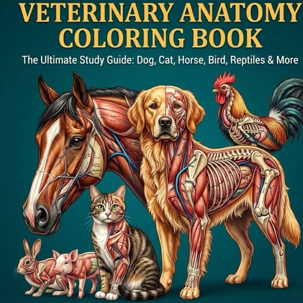 Veterinary Anatomy Coloring Book: Animal Physiology Self-Test Workbook for Vet Techs & Students
