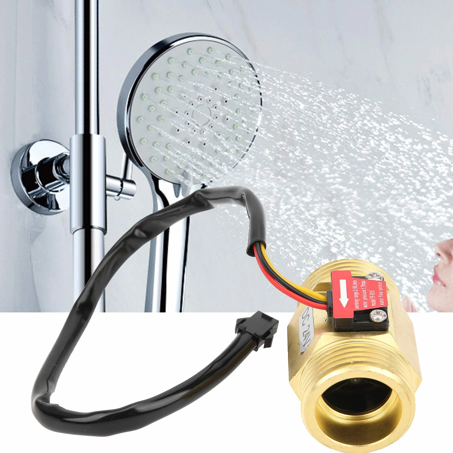 Mosiężny czujnik przepływu wody Halla 2~50 l/min DC 24 V do odwróconej osmozy