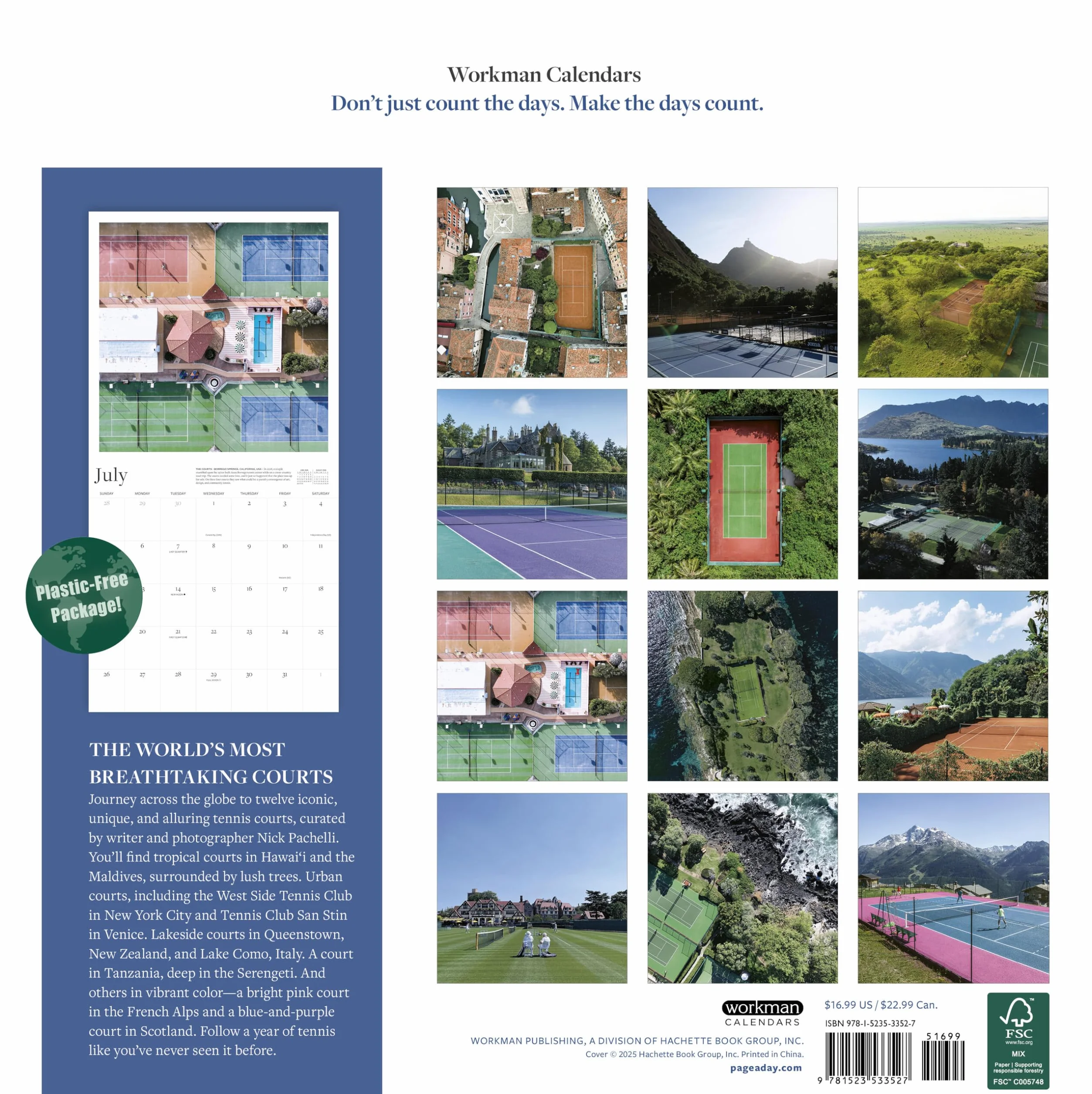 Tennis Court Wall Calendar 2026: Greatest Tennis Courts
