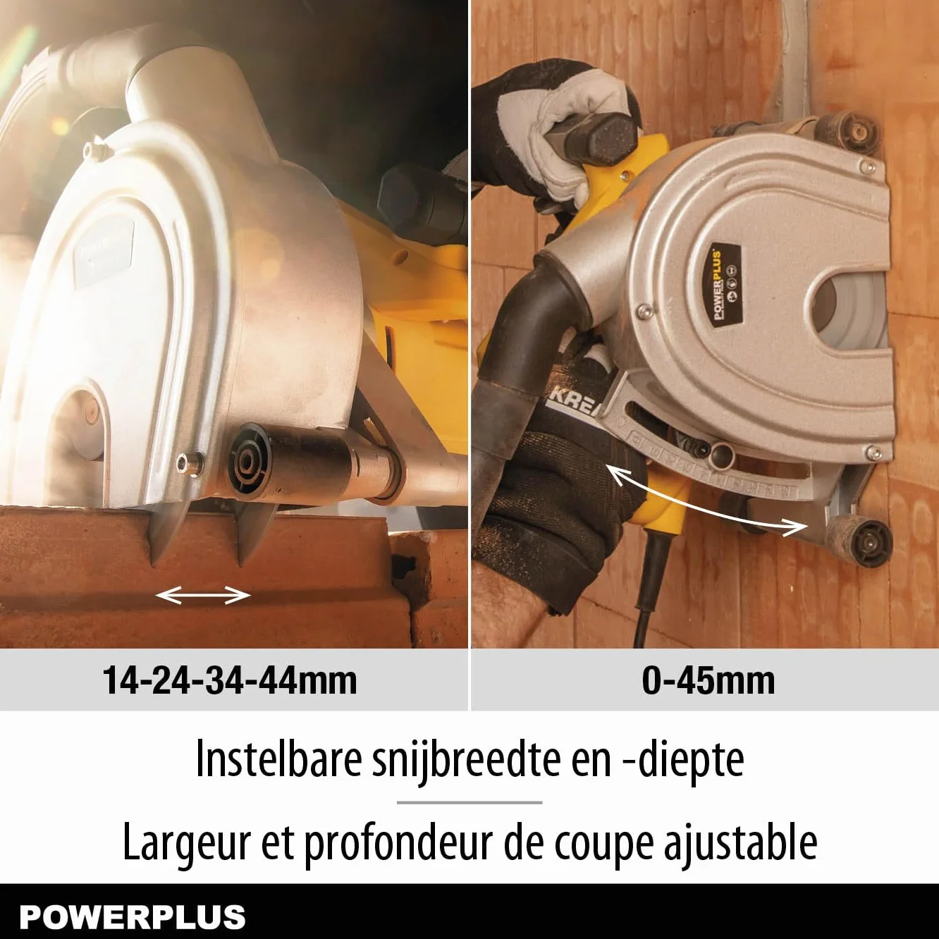 Powerplus Bruzdownica POWX0650 – profesjonalna frezarka szczelinowa o mocy 1800 W i brzeszczotach o średnicy 150 mm, profesjonalne narzędzie o wydajności cięcia do 45 mm