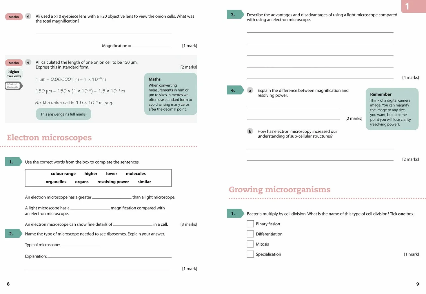 AQA GCSE (9–1) Biology Grade 6–7 Booster Workbook