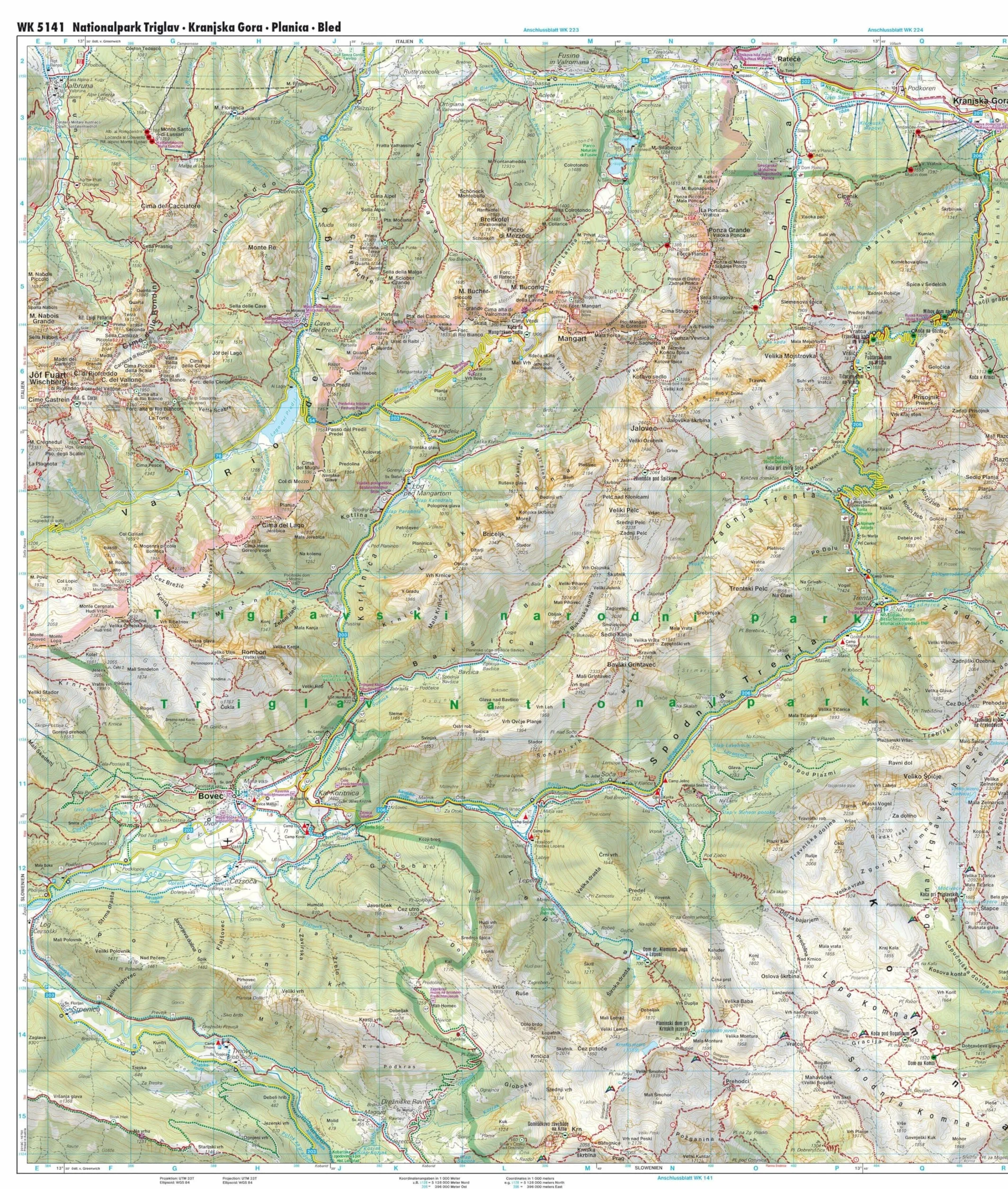 Park Narodowy Trigla Planica Mapa 1:35 000: Serie Wandern + Freizeit spezial. GPS-Punkte. Freizeitführer. Ortsregister: WK 5141