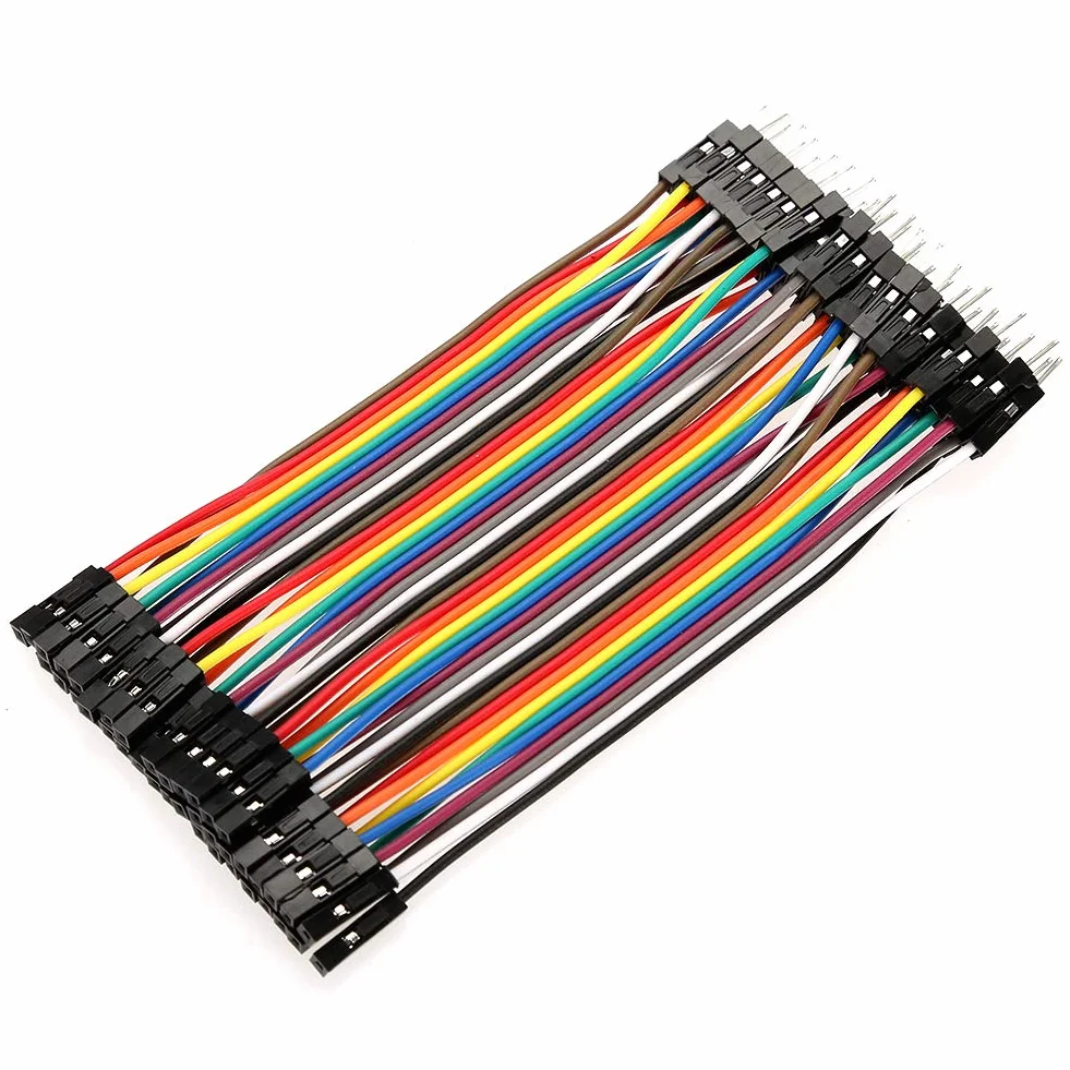 Akozon Breadboard kable 5 sztuk kolorowe 10cm zestaw przewodów połączeniowych 40pin męski na żeński do kabli