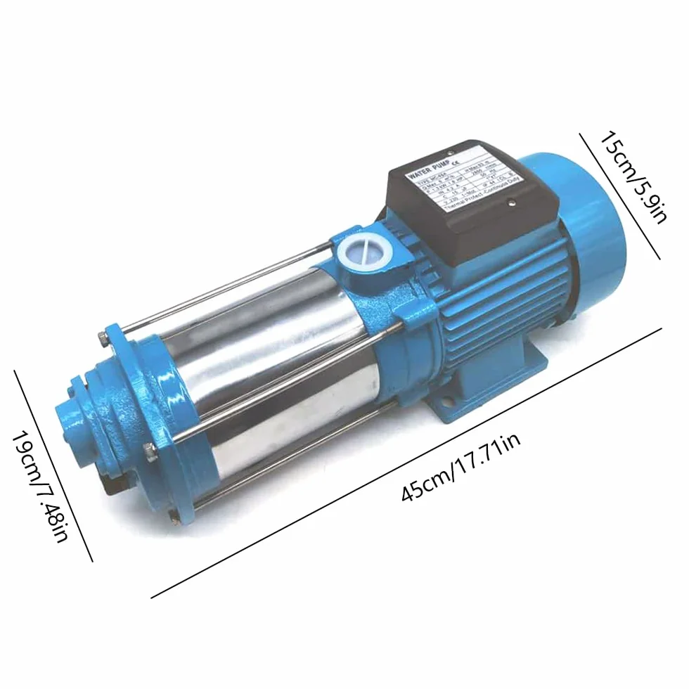 Pompa odśrodkowa 2500 W, pozioma pompa rurowa do użytku domowego, wysoka wysokość tłoczenia i wysoki przepływ, pompa cyrkulacyjna do wody niegazowanej, 11 bar, 4000 l/h, 110 m, przełącznik ciśnieniowy