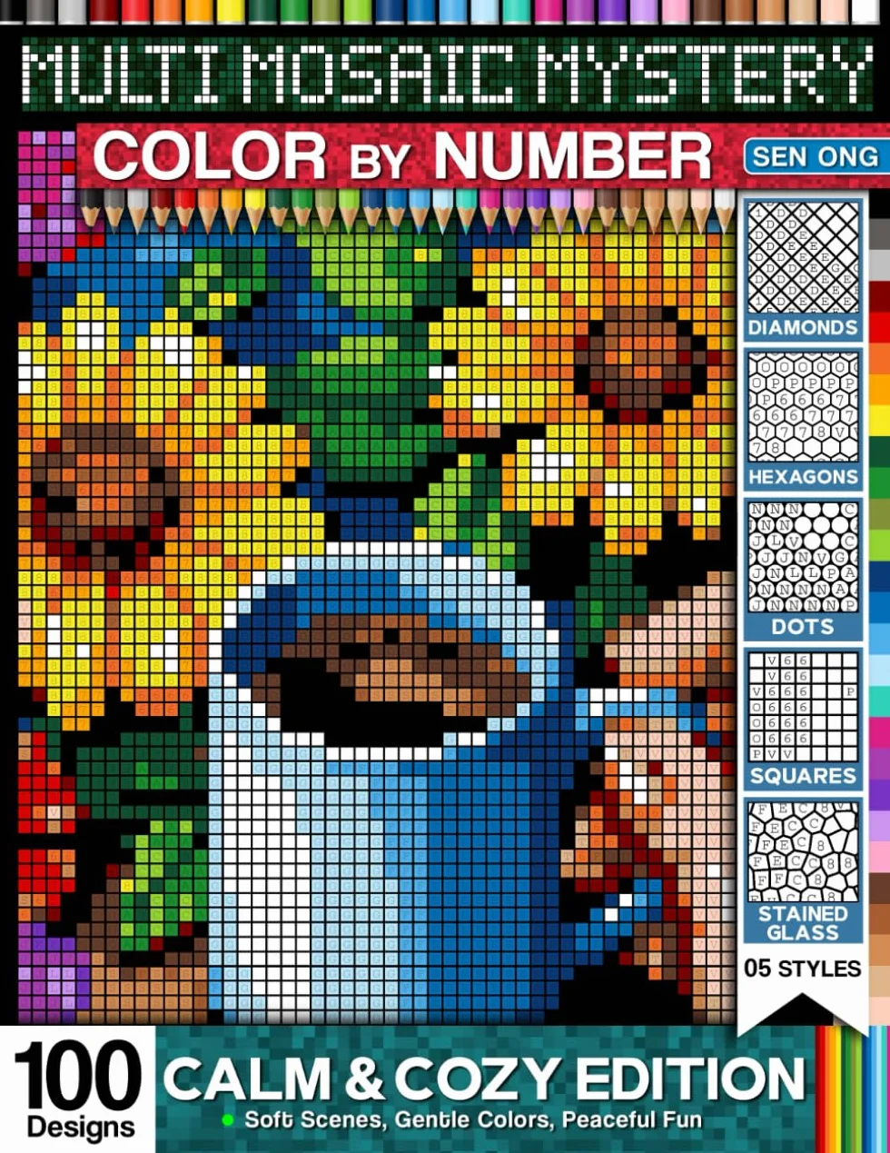 Calm & Cozy Edition Multi Mystery Mosaic Color By Number: Soft Scenes, Gentle Colors