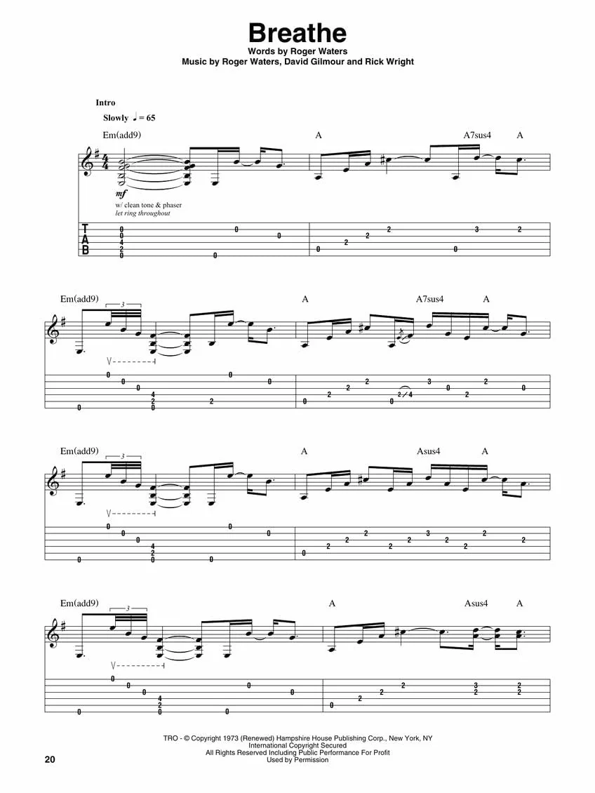 Pink Floyd Deluxe Guitar Play-Along Volume 11 Book Online Audio