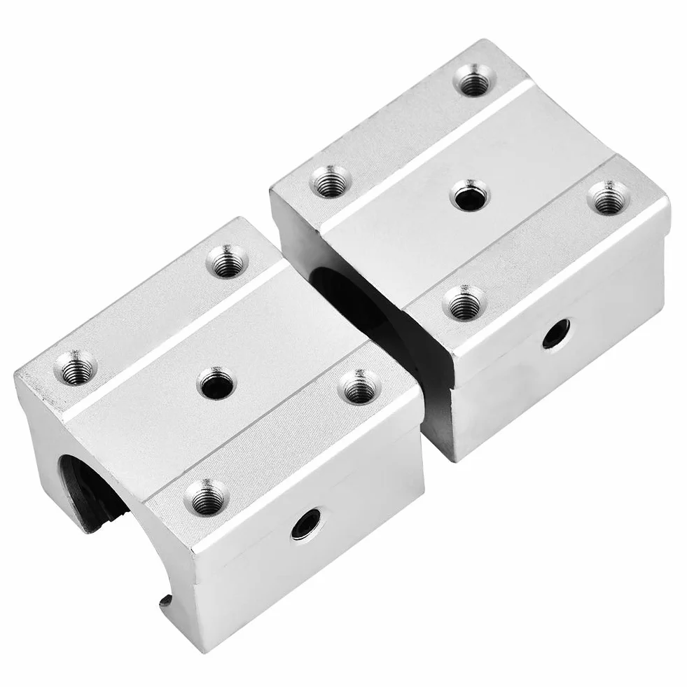 Akozon Liniowe łożyska kulkowe 4 szt.SBR16UU Otwarty liniowy ruch łożyska Blok łożyskowy do CNC 16mm aluminium