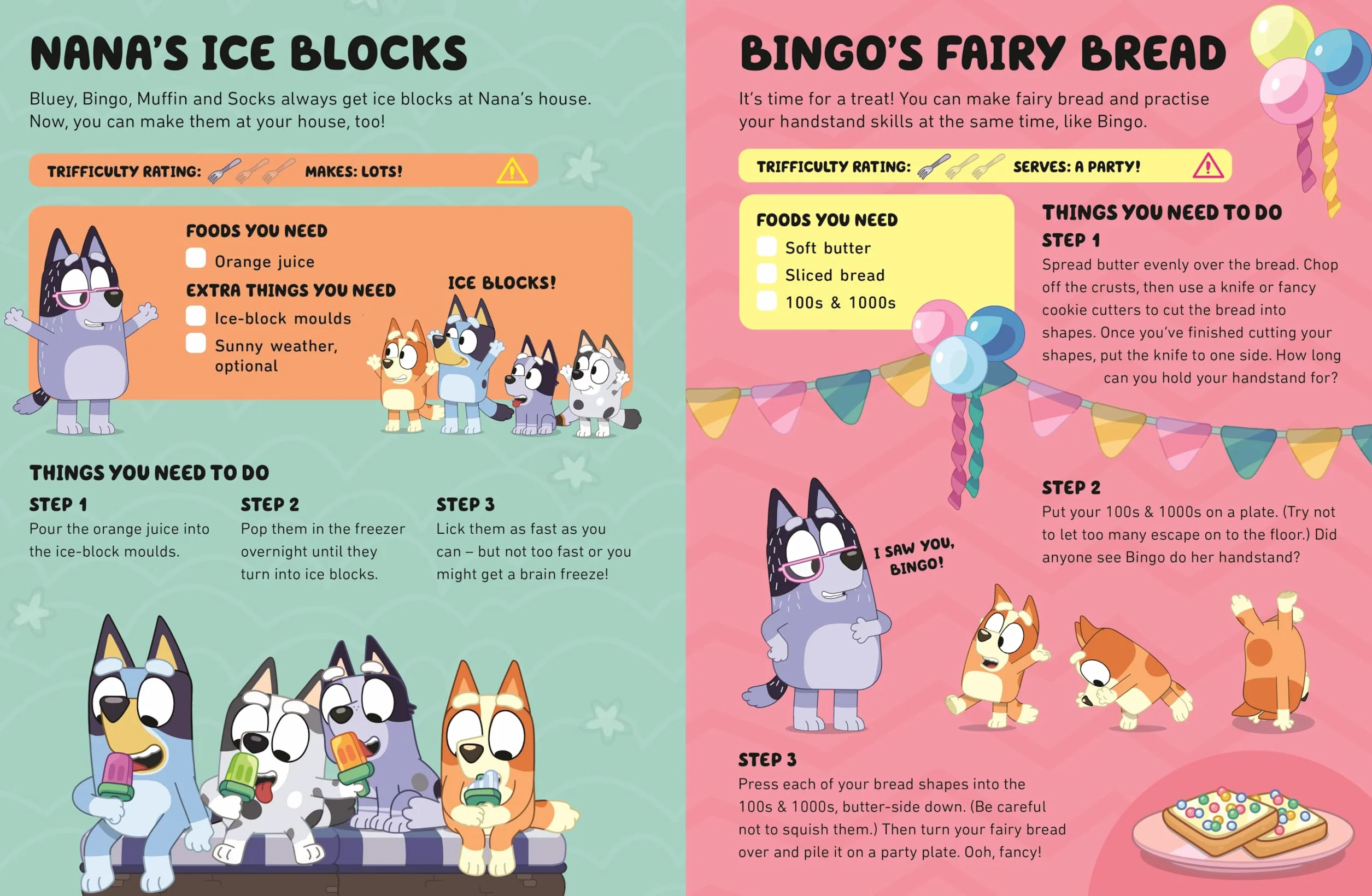Bluey and Bingo Fancy Restaurant Cookbook for Kids Wipe-Clean Pages