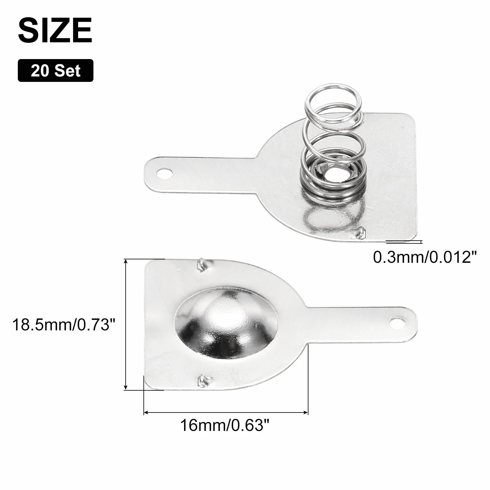 QUARKZMAN 20 sztuk baterii 18650 sprężyna kontaktowa niklowana płyta 18,5 mm x 16 mm plus do minus konwersja sprężyna zamienna do montażu PCB i uchwytu baterii