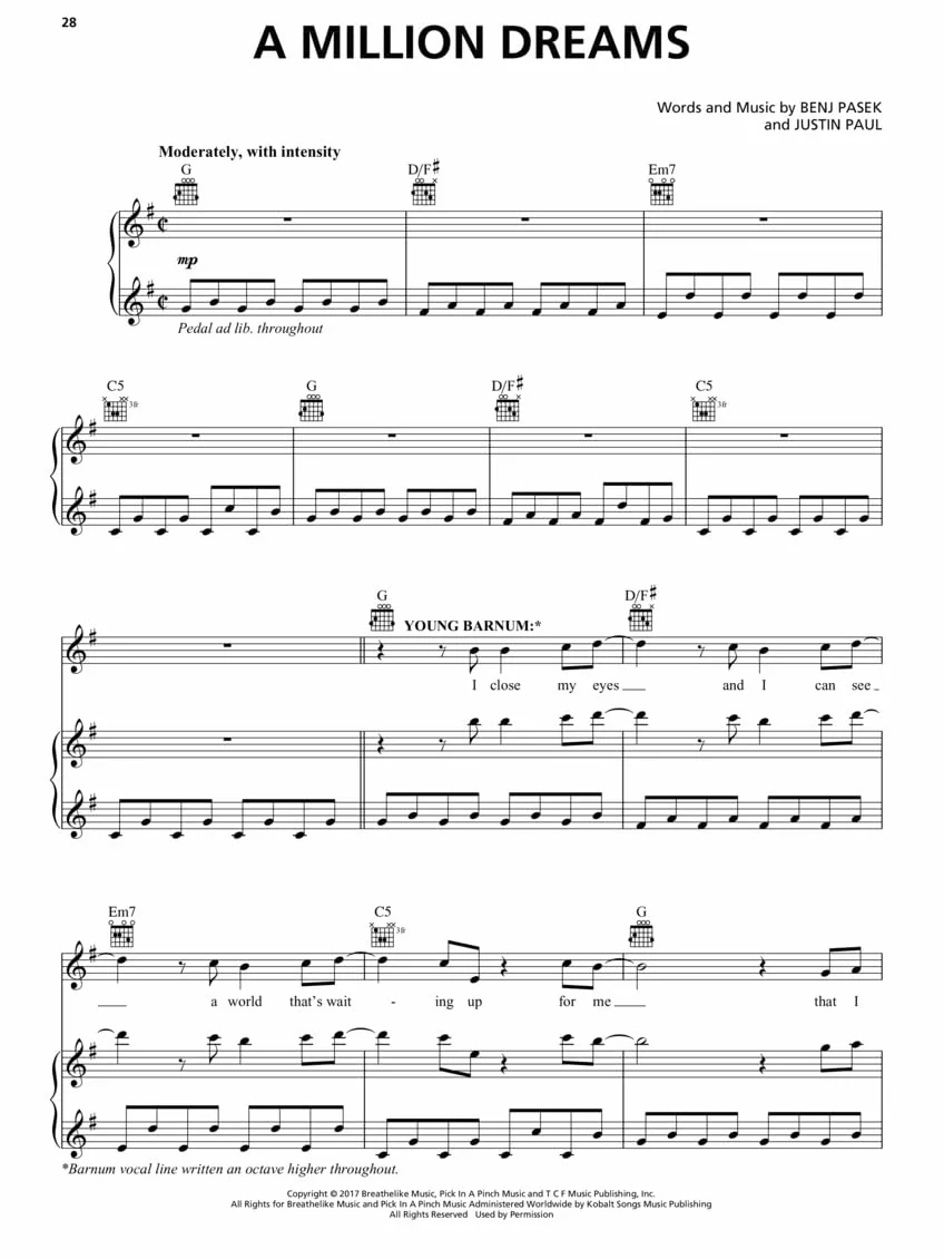 The greatest showman / music from the motion picture soundtrack piano, vocal and guitar