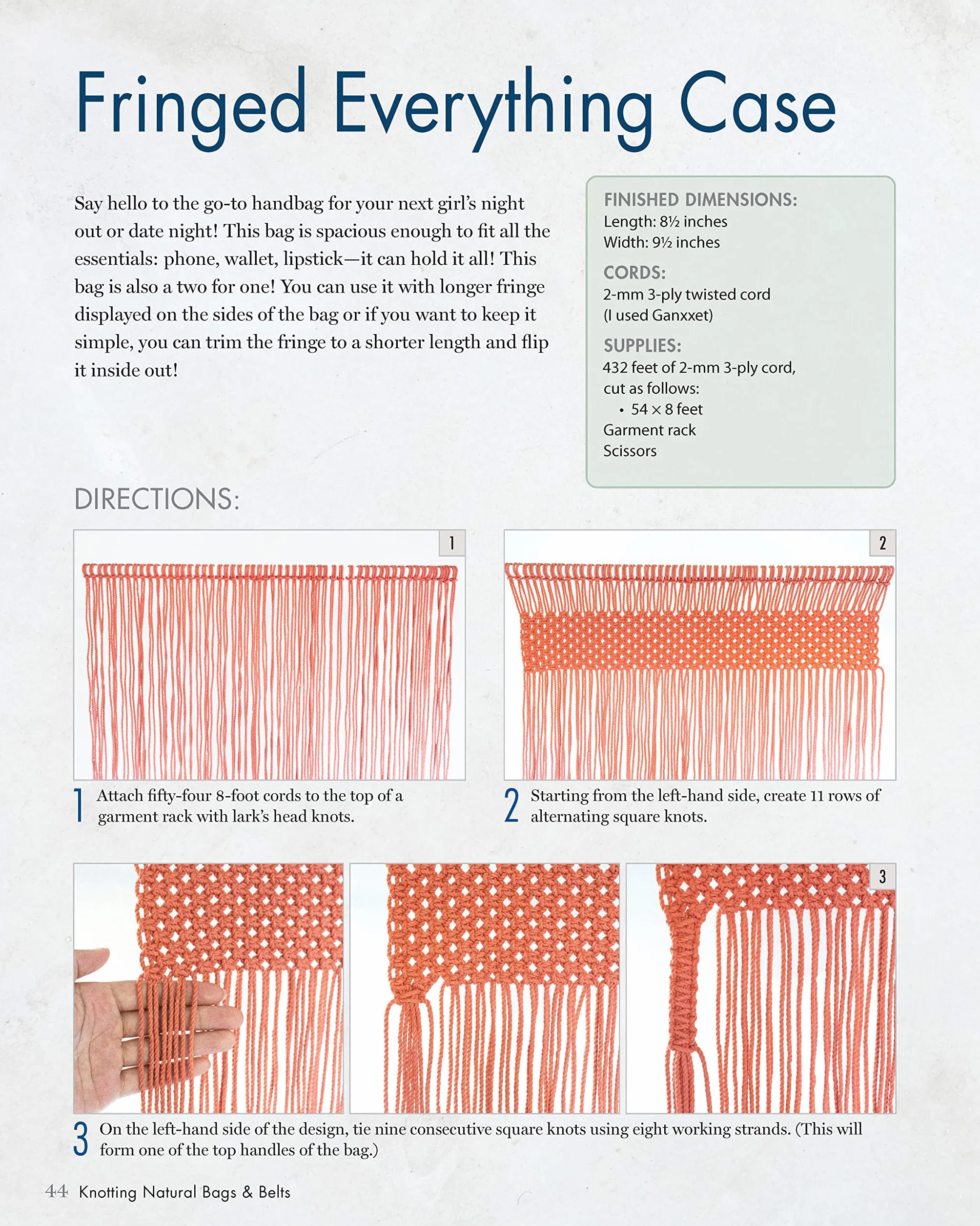 Macramé Knotting Natural Bags & Belts: 18 Beautiful Easy Projects
