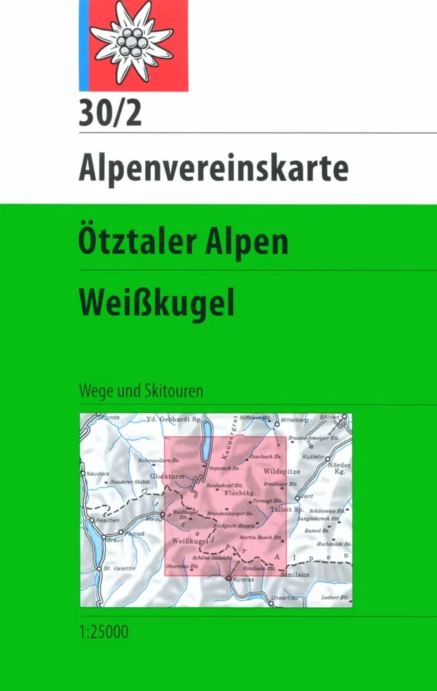 Otztaler alpen weibkugel: Wege und Skitouren. Topographische Karte: 30/2 Weg