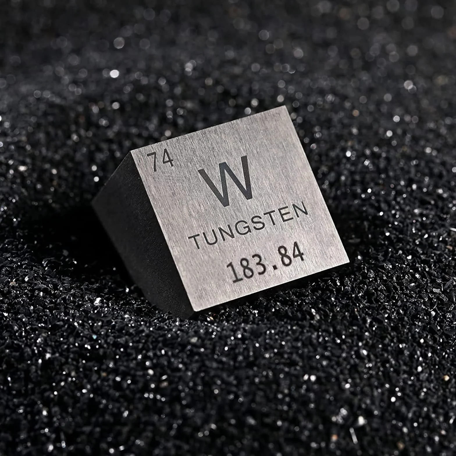 BBAUER kostka wolframowa 1 cal (2,54 cm), metalowe kostki gęstości o wysokiej gęstości, kostka pierwiastka do kolekcji pierwiastków, materiał laboratoryjny/matowy/25,4 mm