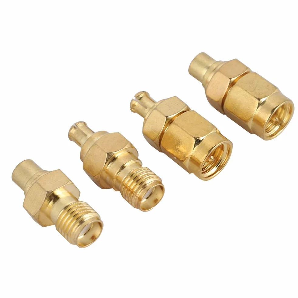 ASHATA MCX-to-SMA Adapter - 4-Piece Nickel-Plated Brass, 50 Ohm Impedance for Antenna Radio, Corrosion Protection RF Coaxial Connection