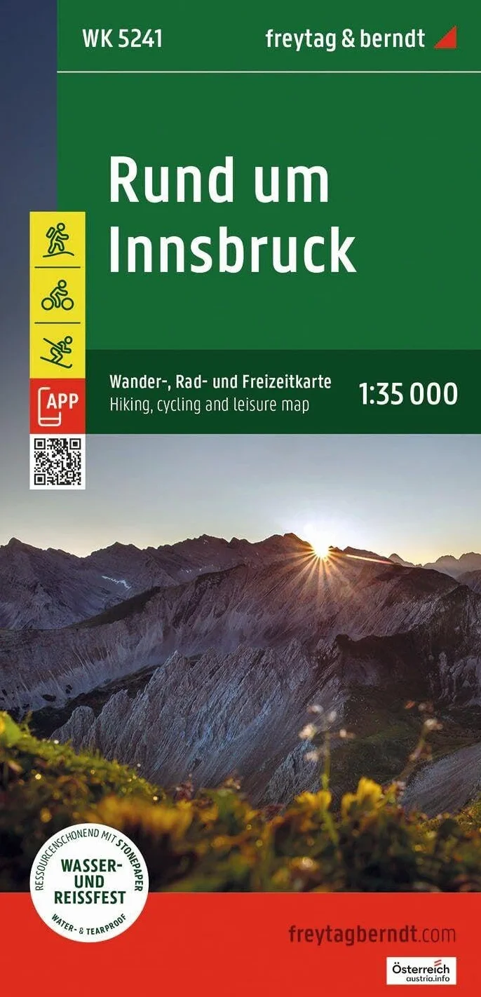 Freytag & Berndt Wanderkarte WK 5241 Rund um Innsbruck 1:35.000, Wasserfest und reißfest