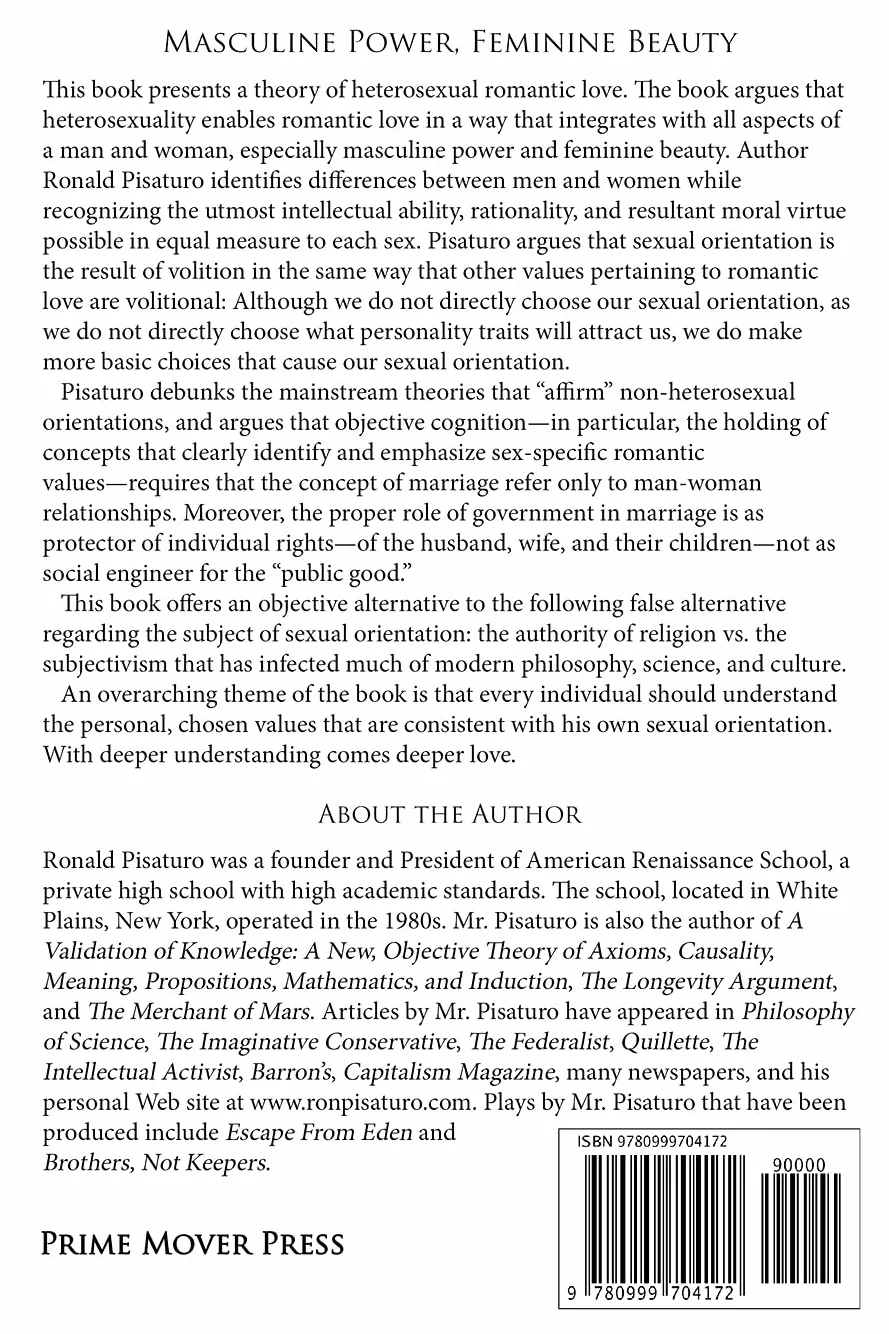 Masculine Power, Feminine Beauty: The Volitional, Objective Basis for Heterosexuality in Romantic Love and Marriage