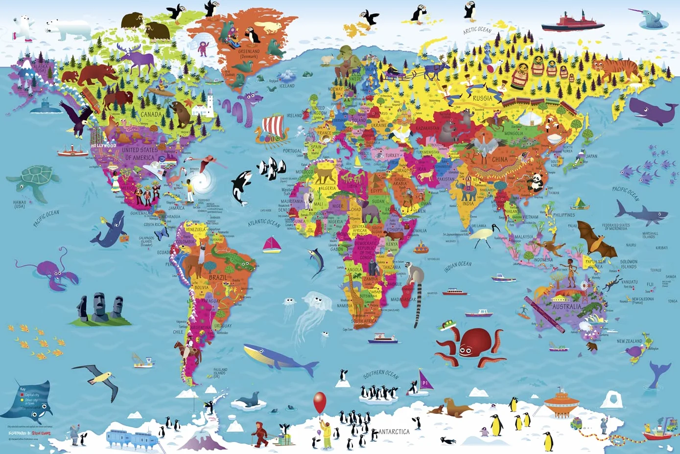 Collins Children’s World Wall Map Illustrated Poster