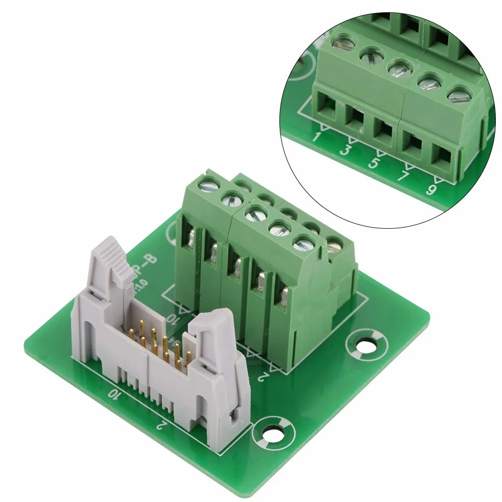 Keenso IDC10P Breakout Board 10 Pin listwa z pinami uchwyt szyny DIN moduł interfejsu PLC