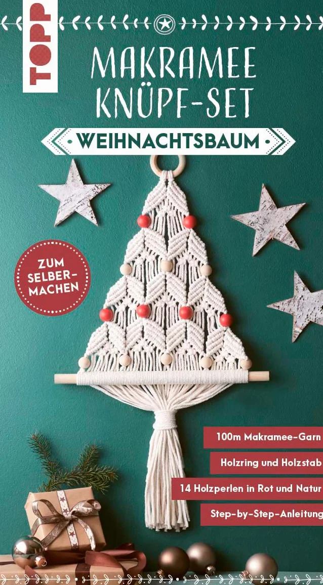 Makramee Knüpf-Set Weihnachtsbaum: Anleitung und Material für einen Weihnachtsbaum zum Selberknüpfen