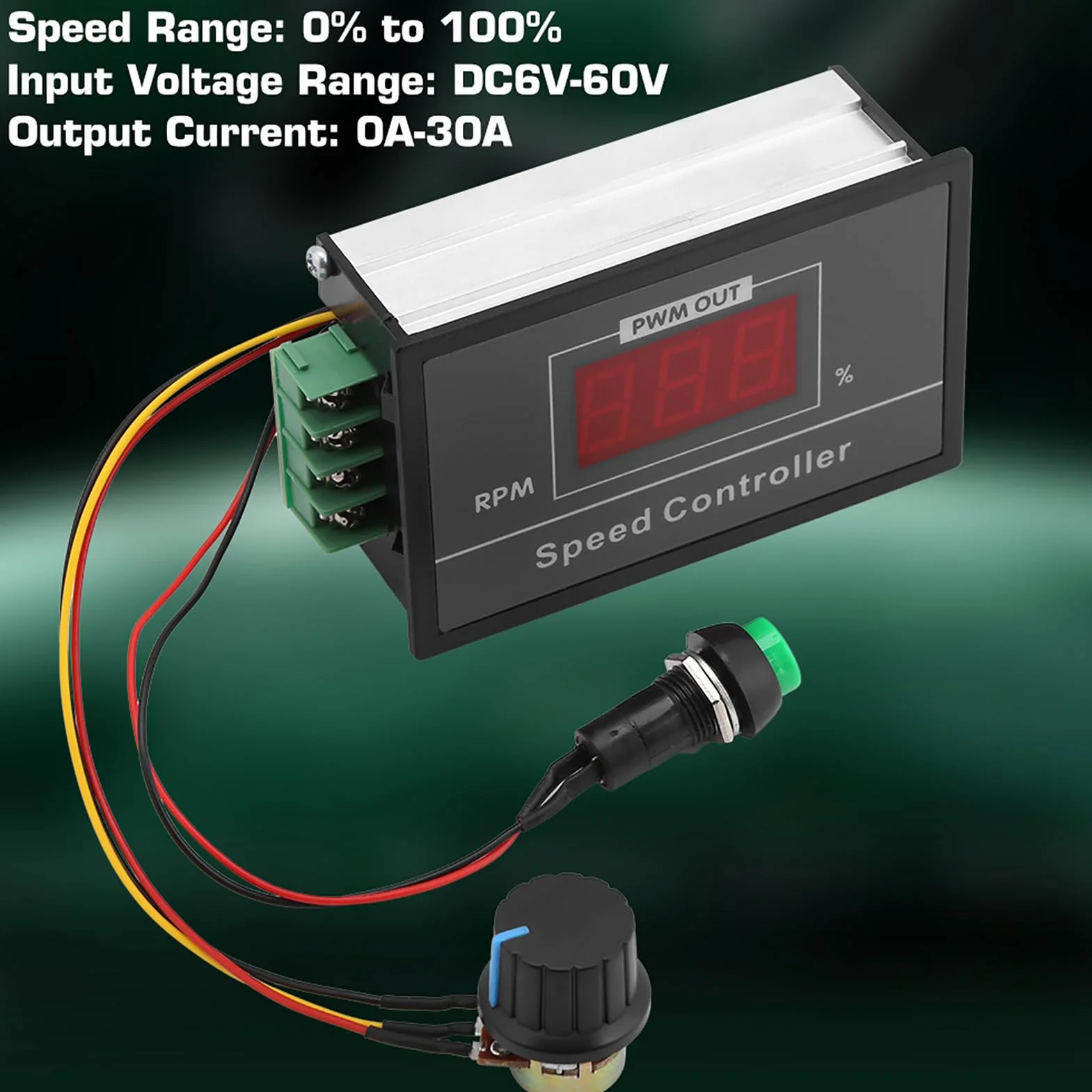 Regulator Prędkości Silnika DC, 6-60V, 30A, z Wyświetlaczem LED, PWM