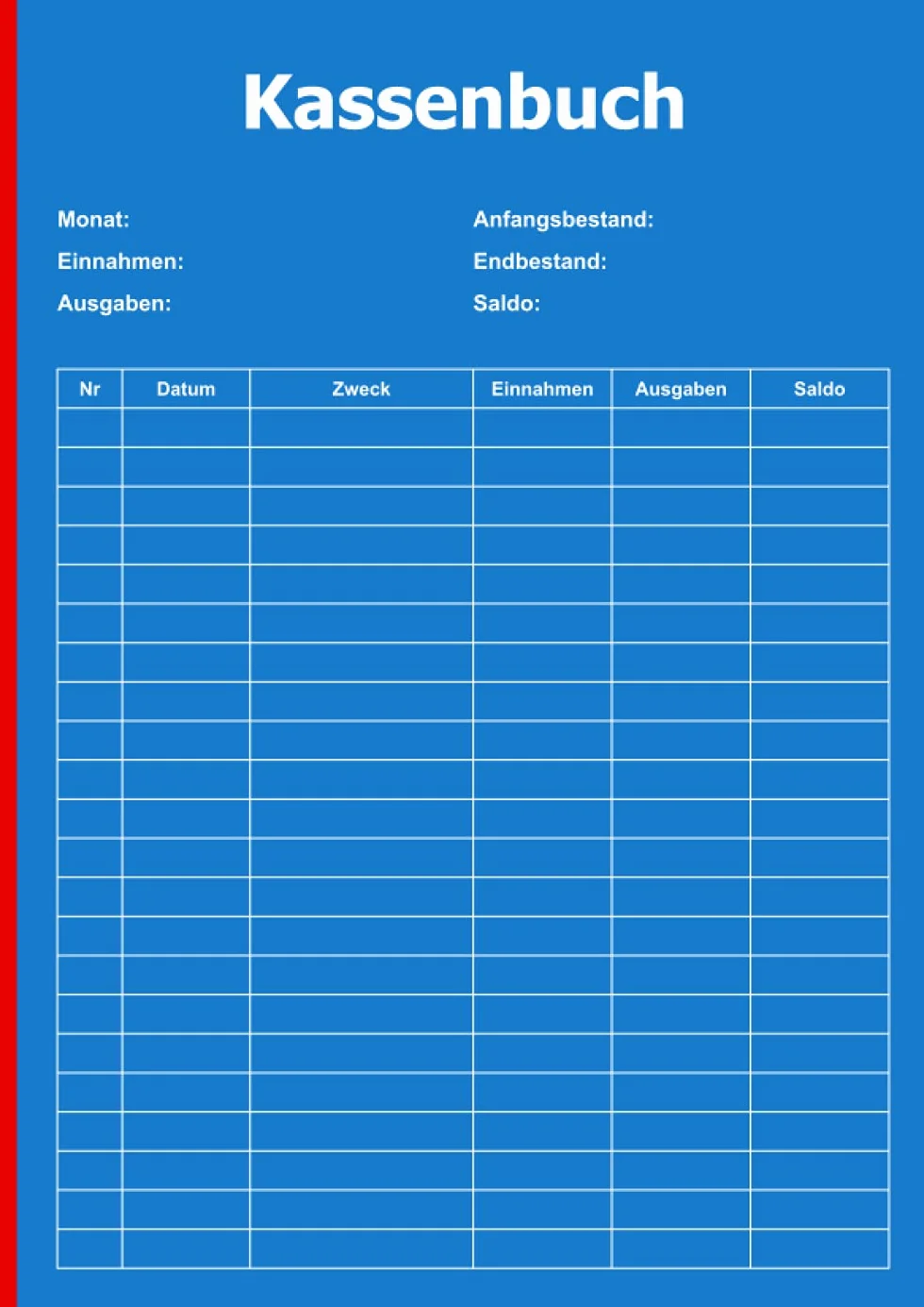 Kassenbuch für Kleinunternehmer, Vereine, Selbstständige, Gastronomen – 2500 Einträge, 100 Seiten