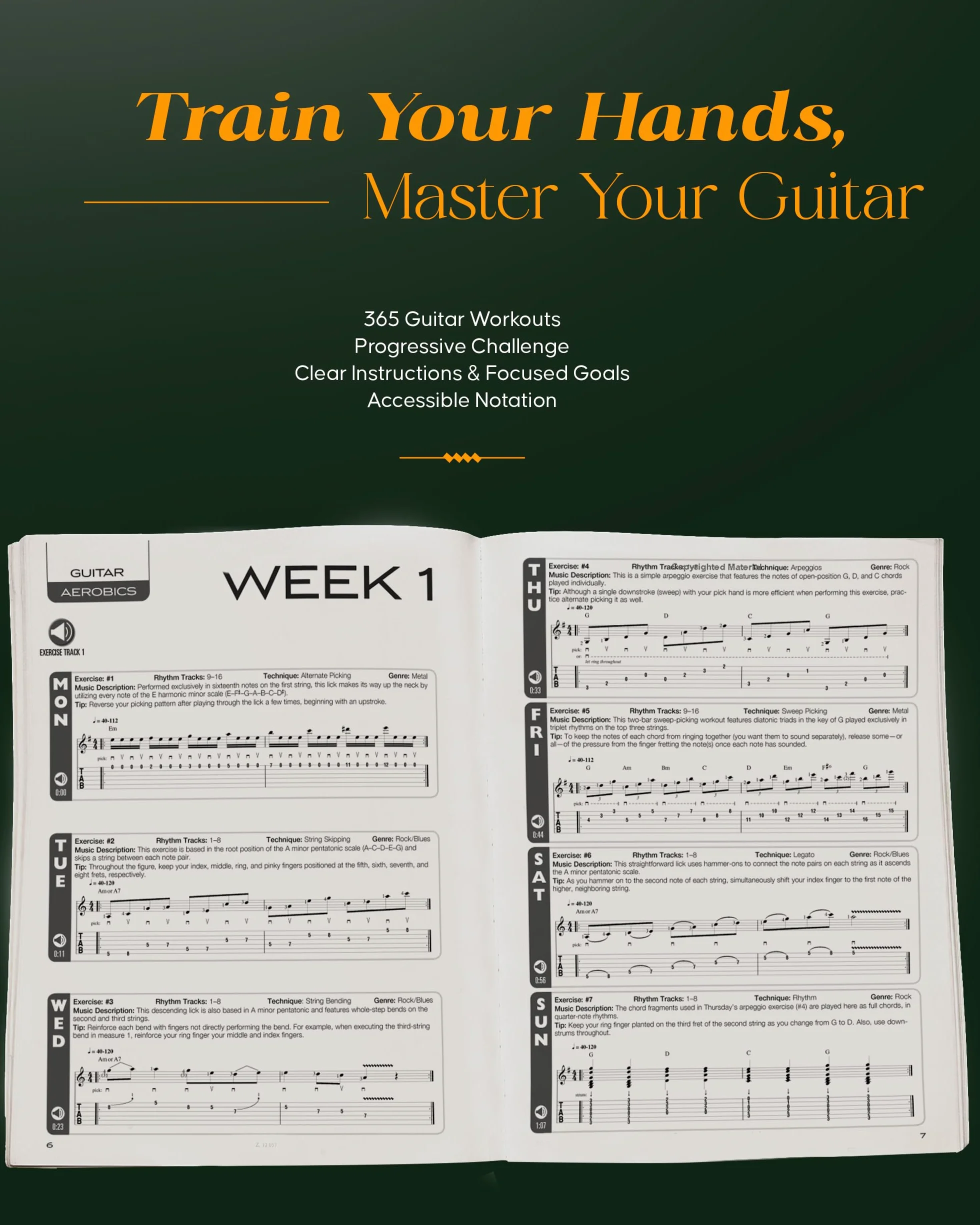 Guitar Aerobics Book Online Audio: 52-Week One-Lick-Per-Day Workout Program for Guitar Technique