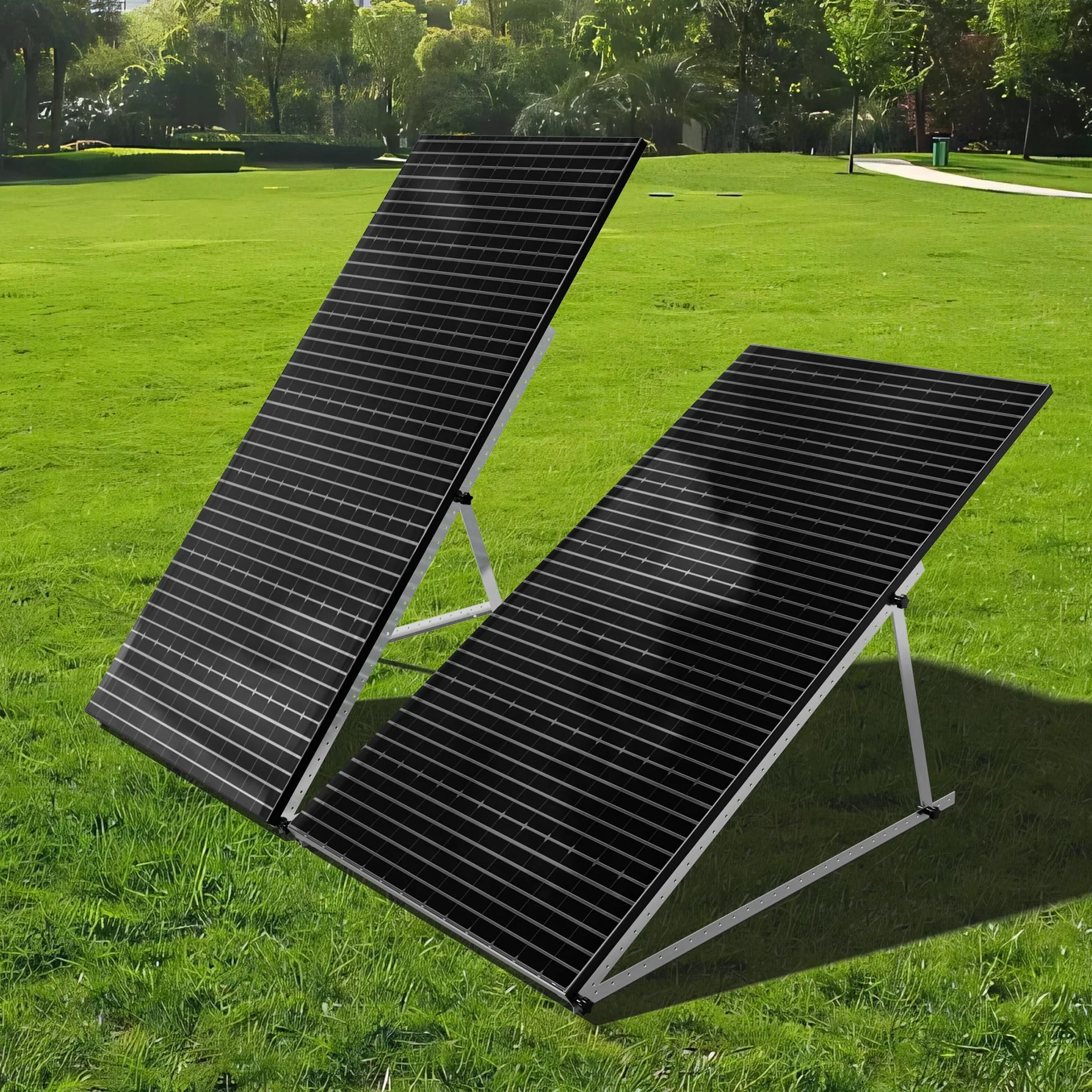 TEOV Uchwyt do panelu słonecznego 1180 mm, 4 sztuki, płaski dach 118 cali, na 2 moduły solarne, uchwyty do elektrowni balkonowej. Montaż do mocowania na dachu przyczepy kempingowej, wsparcie 400-1200