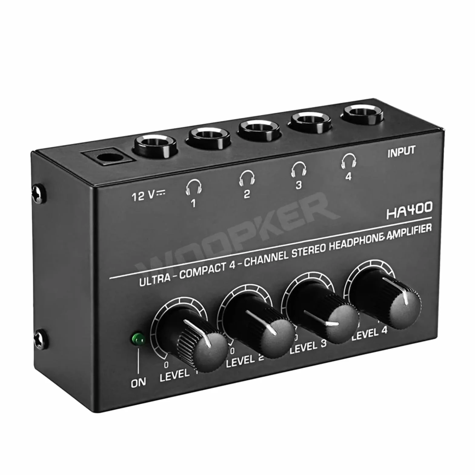 HA400 Headset Amplifier 4-Channel Mini Stereo Headphone AMP Silver