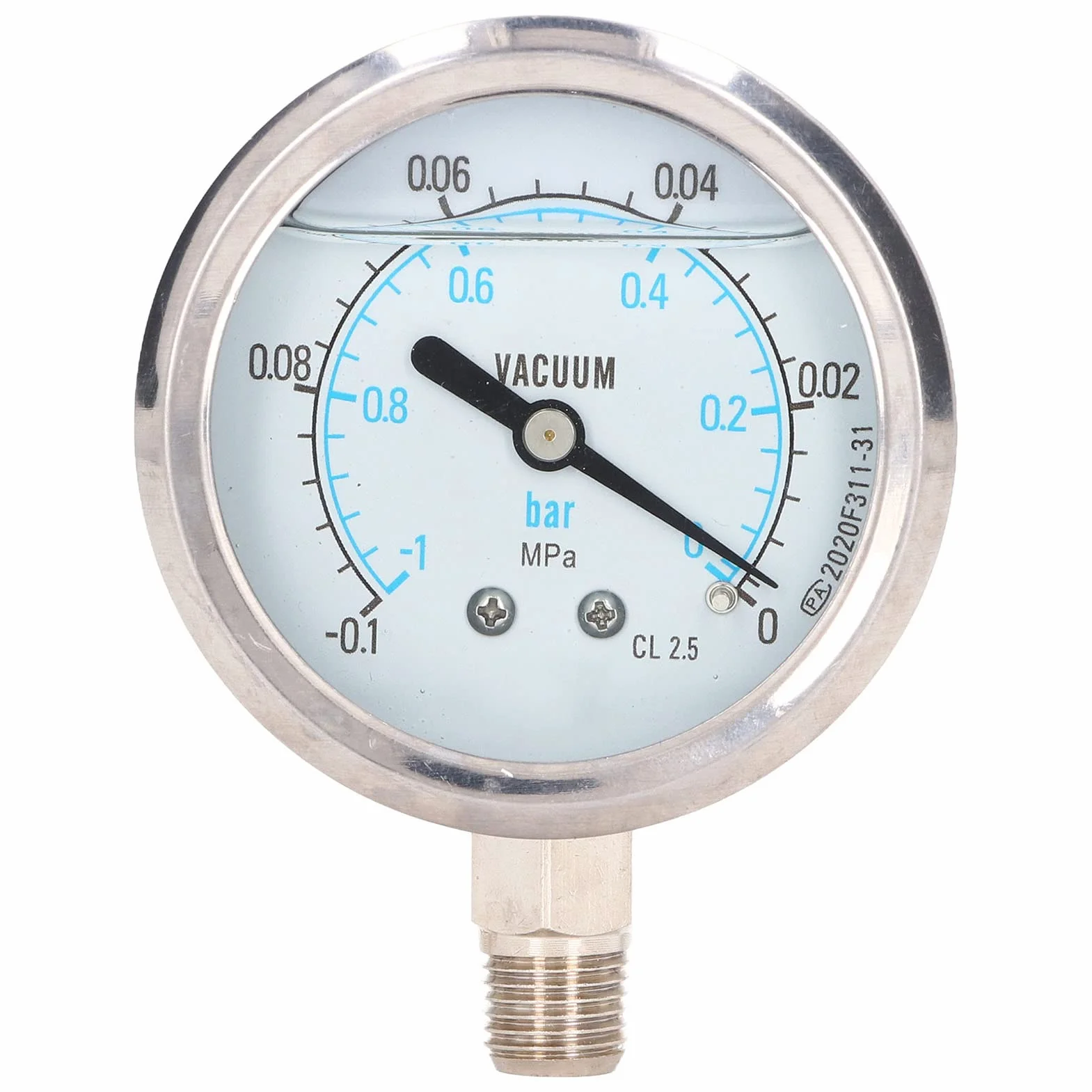 Manometr ze Stali Nierdzewnej Gwint NPT do Oleju Hydraulicznego Powietrze-woda -0,1~0 MPa