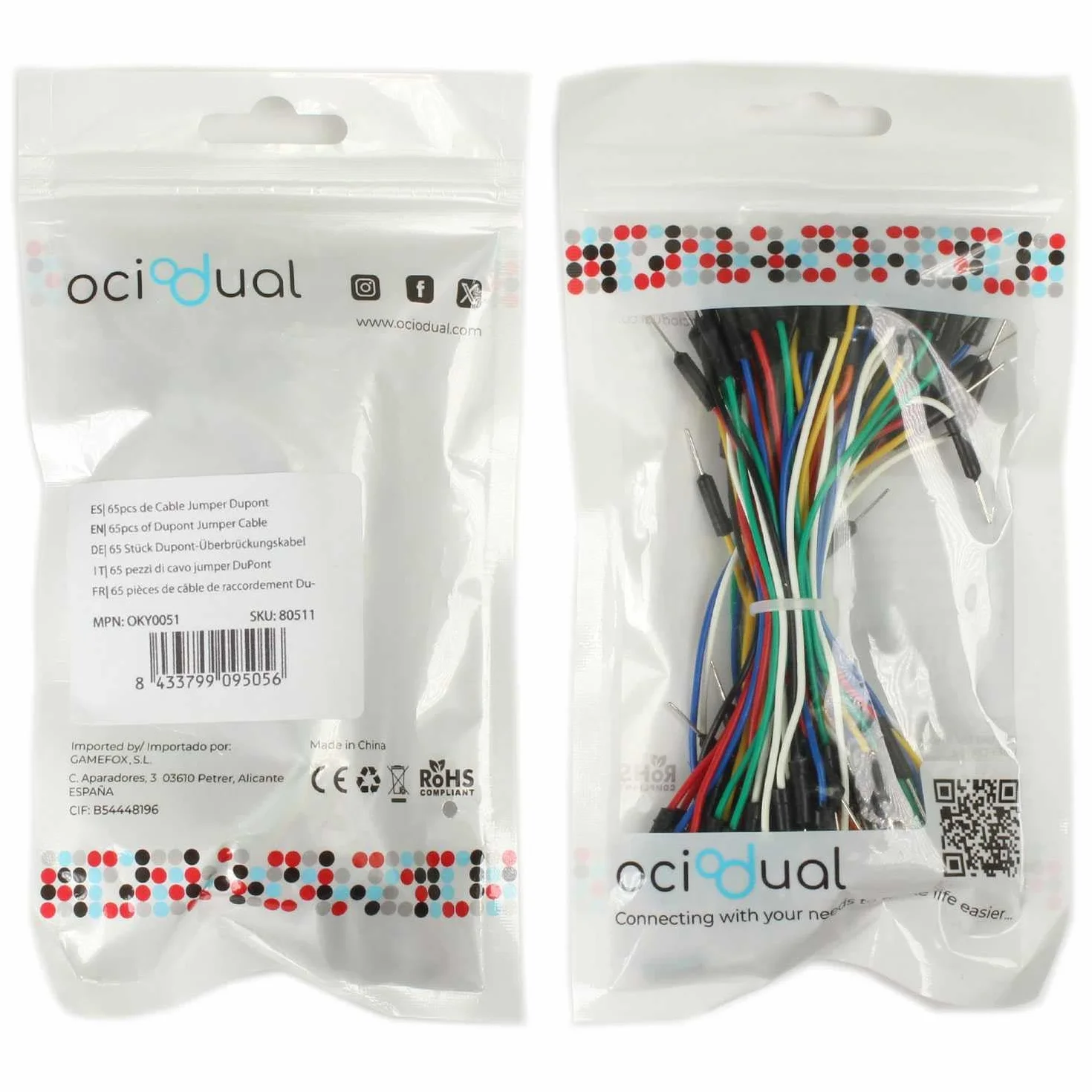 OcioDual 65x Kable Jumper, Prototyp Prototyp płyty wiórowej mikrokontrolerów Pi Breadboard, Płyty wkładane, Jumperpic Arduin Solderless Rasberry