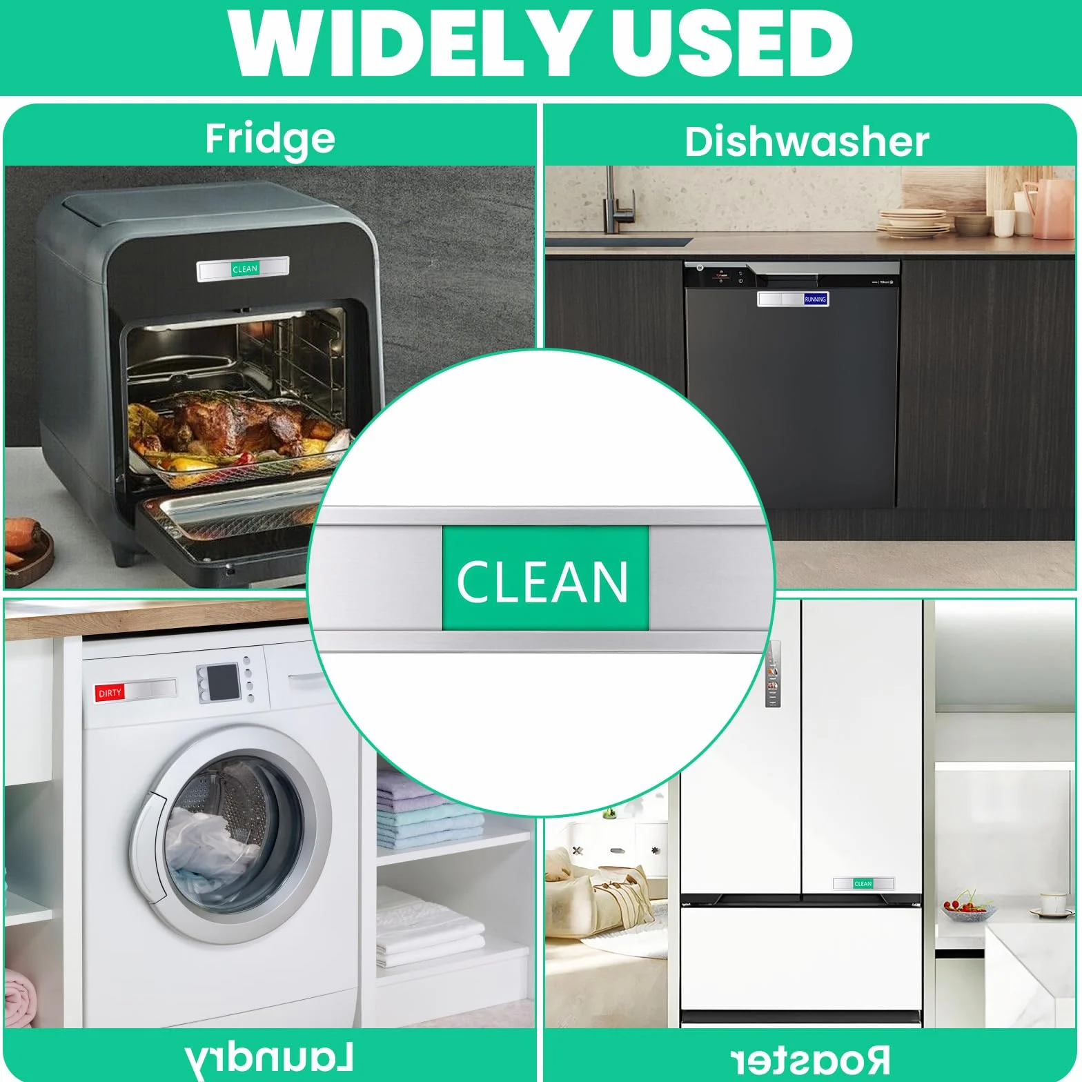 Czysty / brudny szyld przesuwny, do zmywarki do naczyń, znak Clean Dirty Dishwasher, do zmywarki do naczyń, z magnetycznym zamknięciem