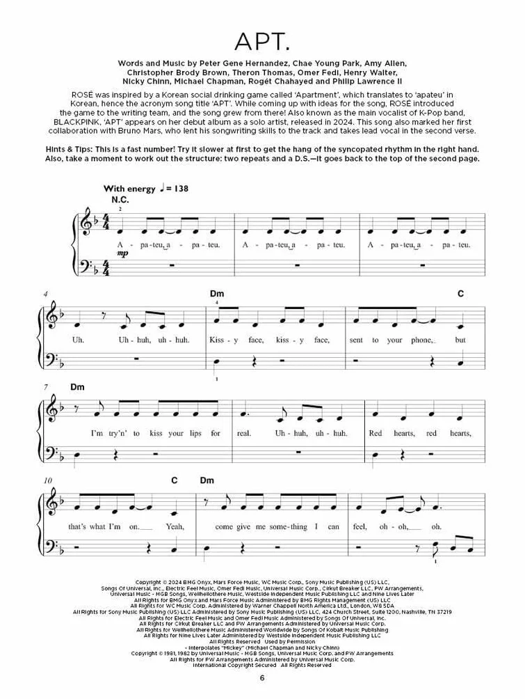 Really Easy Piano: Chart Hits of 2024-2025