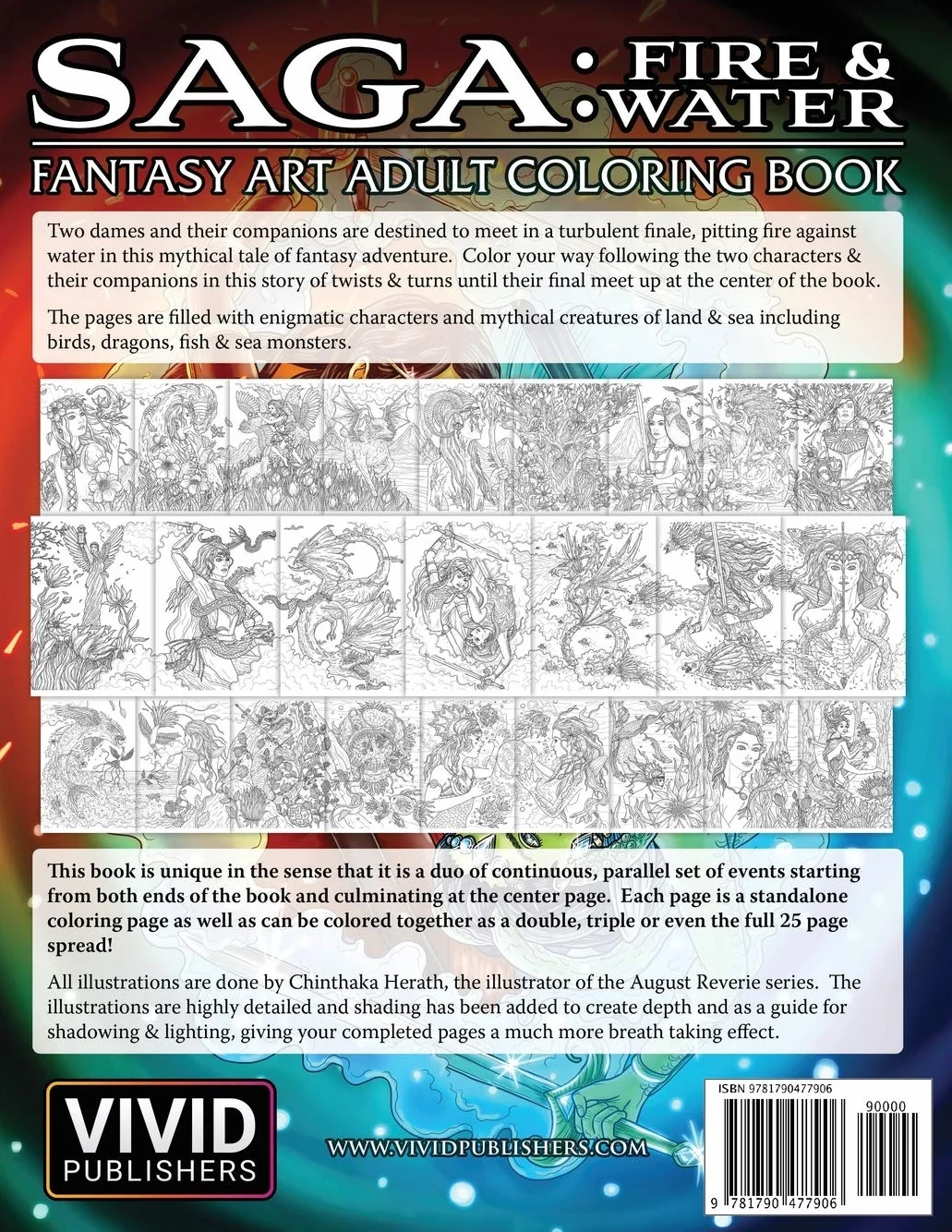 Saga: Fire & Water Fantasy Art Adult Coloring Book