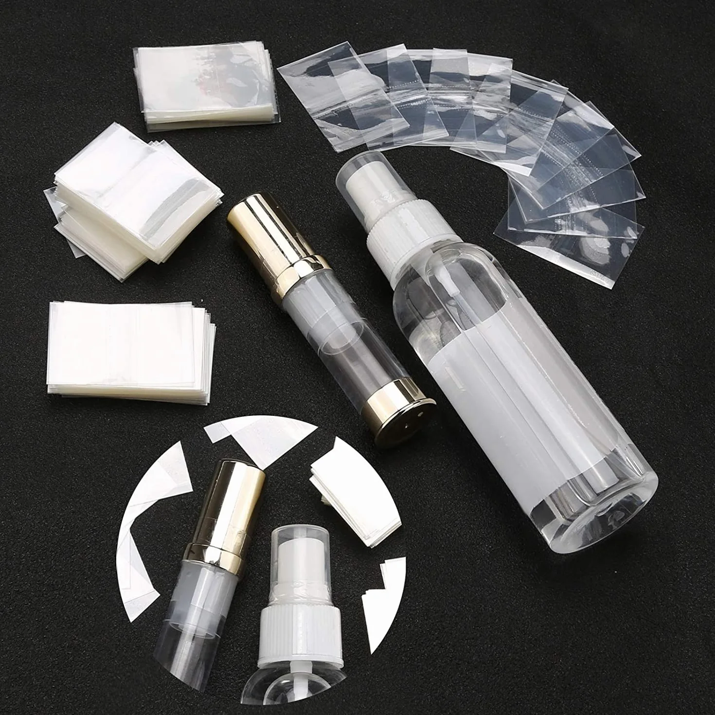 Przezroczyste perforowane paski termokurczliwe do butelek 45 x 30 mm 19-25 mm 500 sztuk