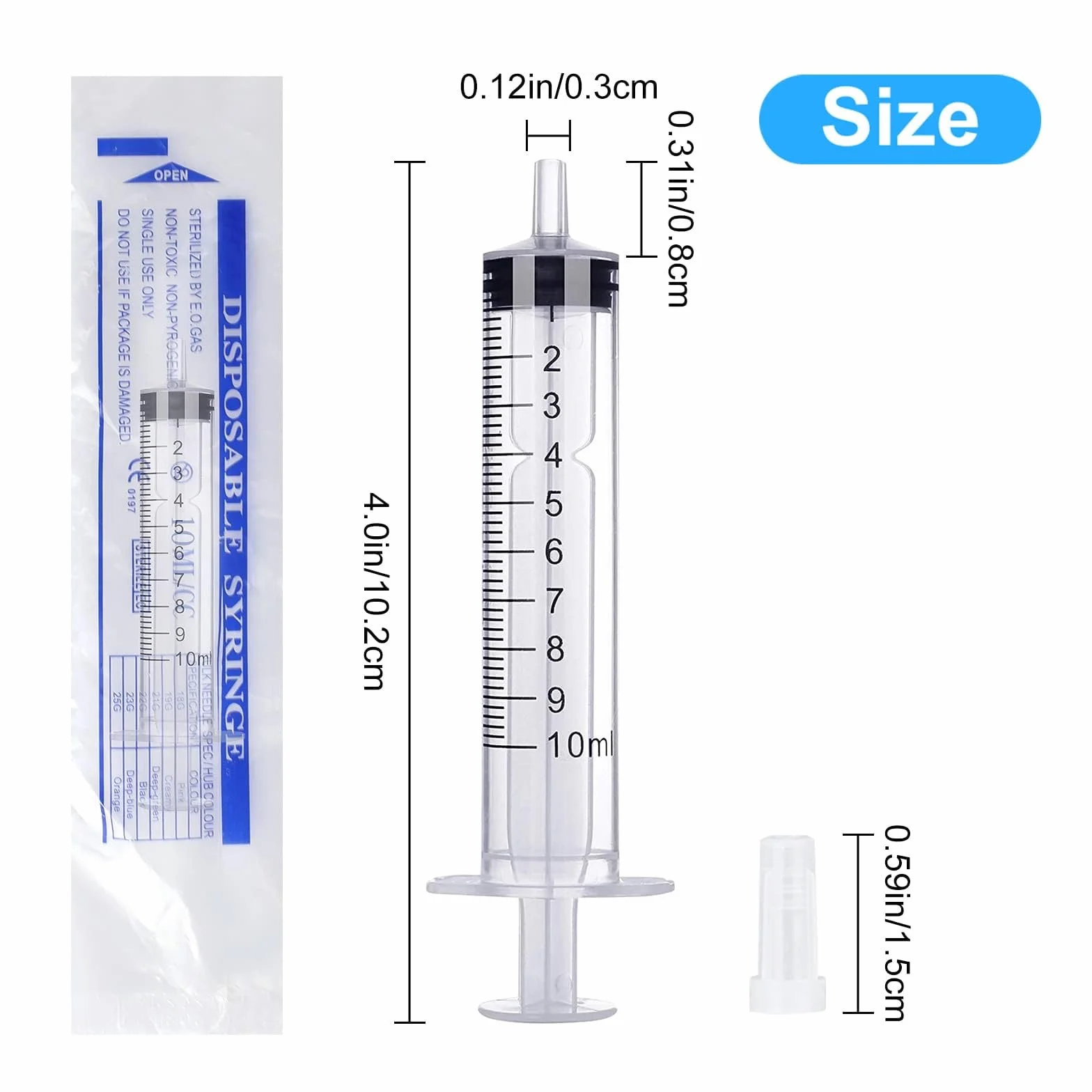 JOYSKY Strzykawka z tworzywa sztucznego 10 ml 8 sztuk sterylne bez igły