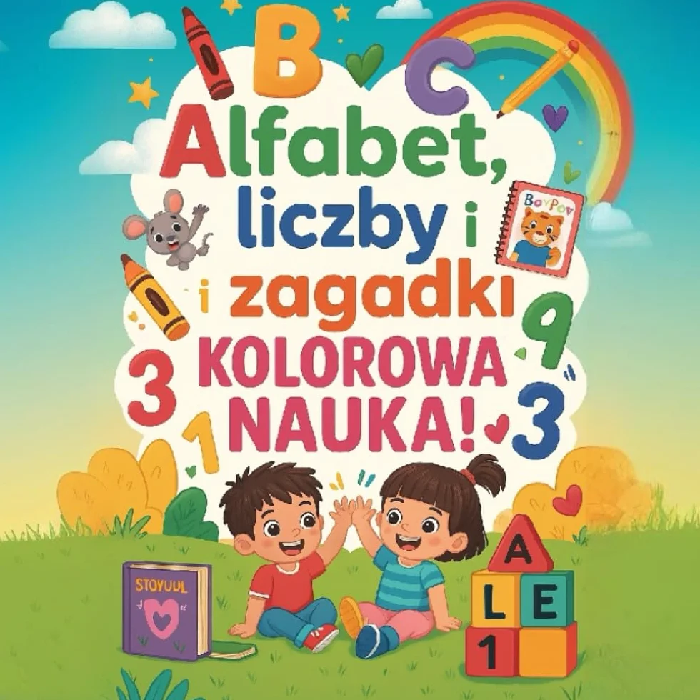 Kolorowanka edukacyjna dla dzieci 3-6 lat nauka alfabetu liczb łamigłówki