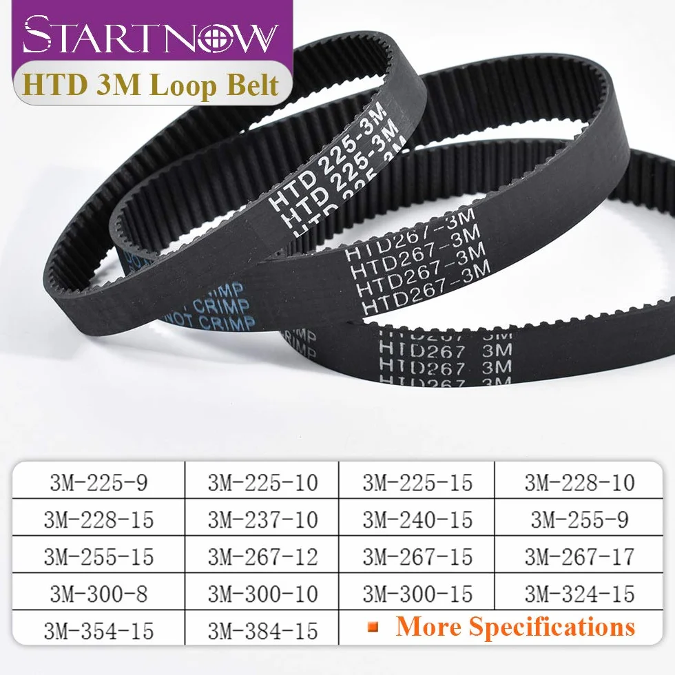 Startnow HTD 3M Series pas rozrządu z zamkniętą pętlą 3M-225-10 255 mm 384 8-17 mm (3M-300-10)