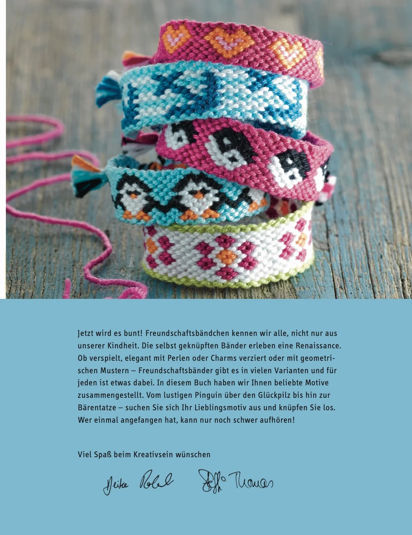 Freundschaftsbänder mit Motiven aus Wolle selbst geknüpft