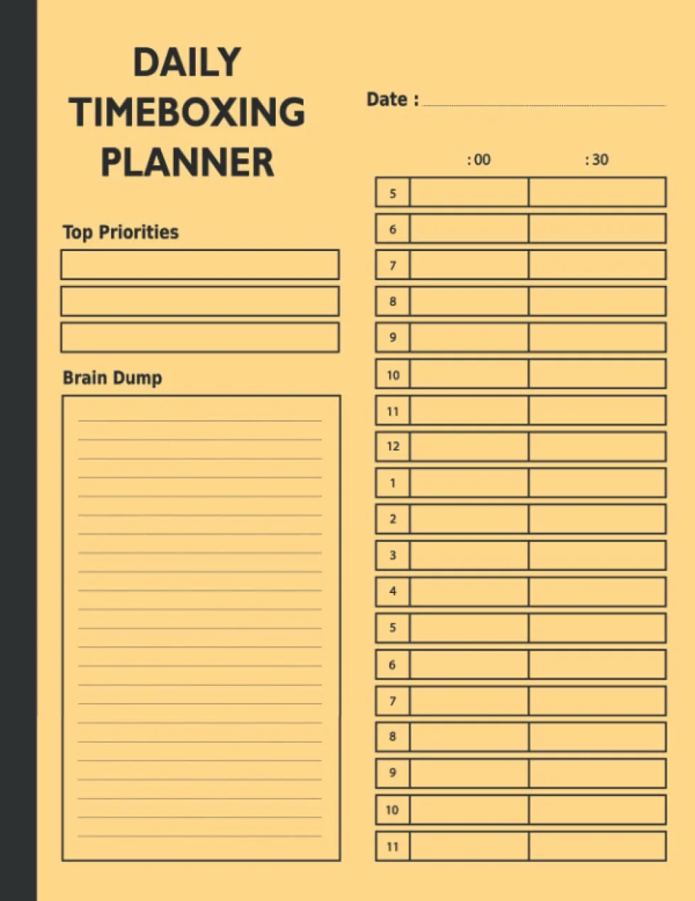 Daily Timeboxing Planner: Time Block Journal for Hourly Productivity & To-Do List