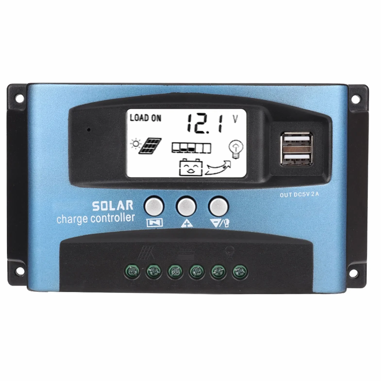 Akozon Solar Charge Controller MPPT Podwójny wyświetlacz LCD USB Ładowarka baterii słonecznej 60A
