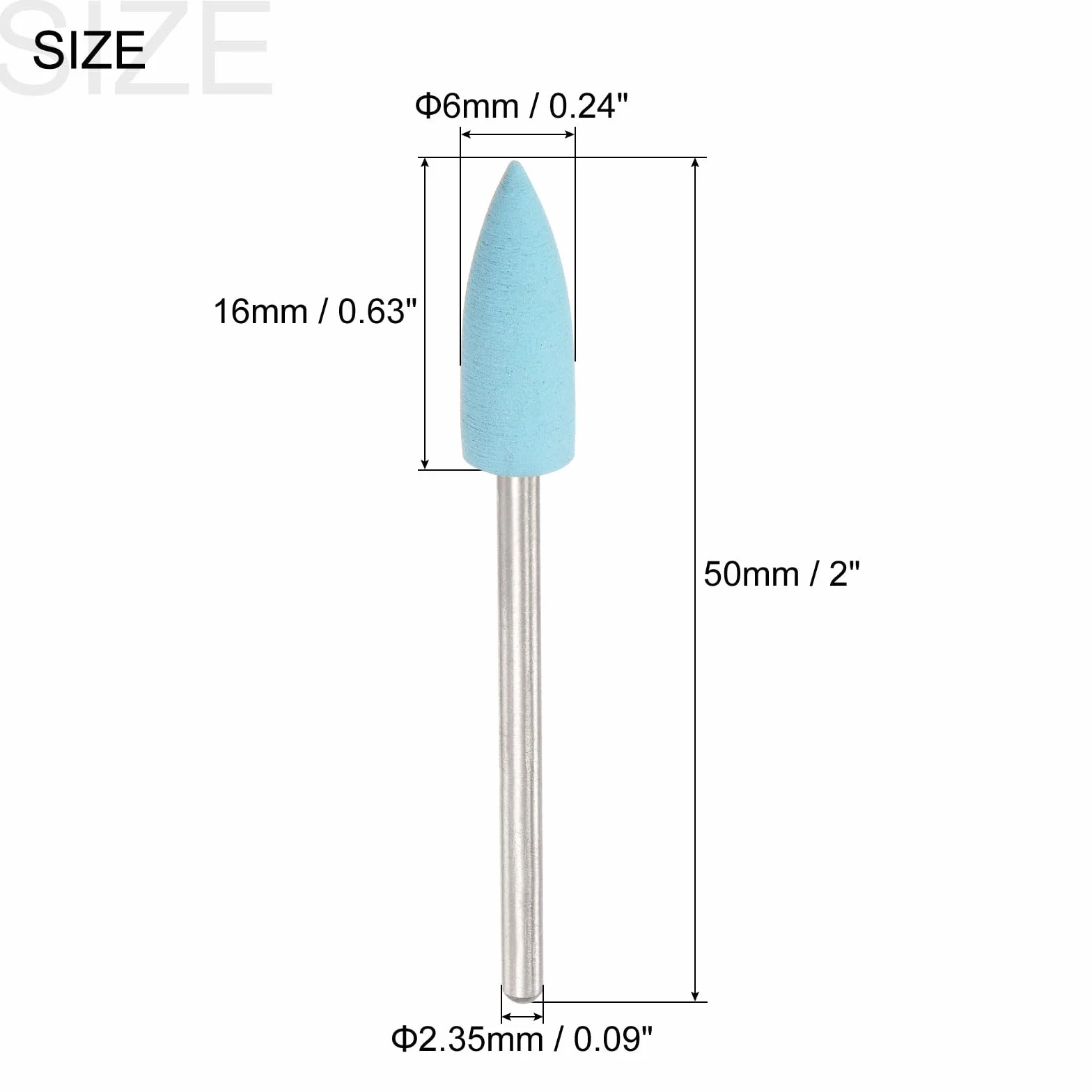 QUARKZMAN Kamień ścierny do szlifowania ziarna 600 2,35 mm pręt 1/4" (6 mm) końcówka szpiczaste kamienie szlifowanie i polerowanie do usuwania zadziorów polerowanie