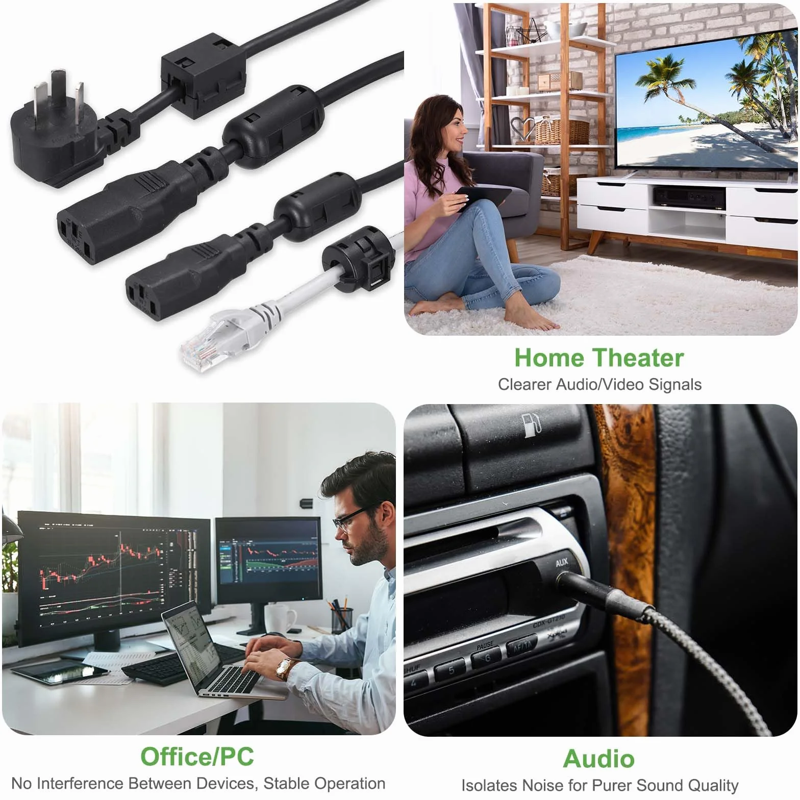 QUARKZMAN 8 szt. Pierścień ferrytowy filtr szumowy RFI EMI 7 mm do kabli USB Audio Video Data