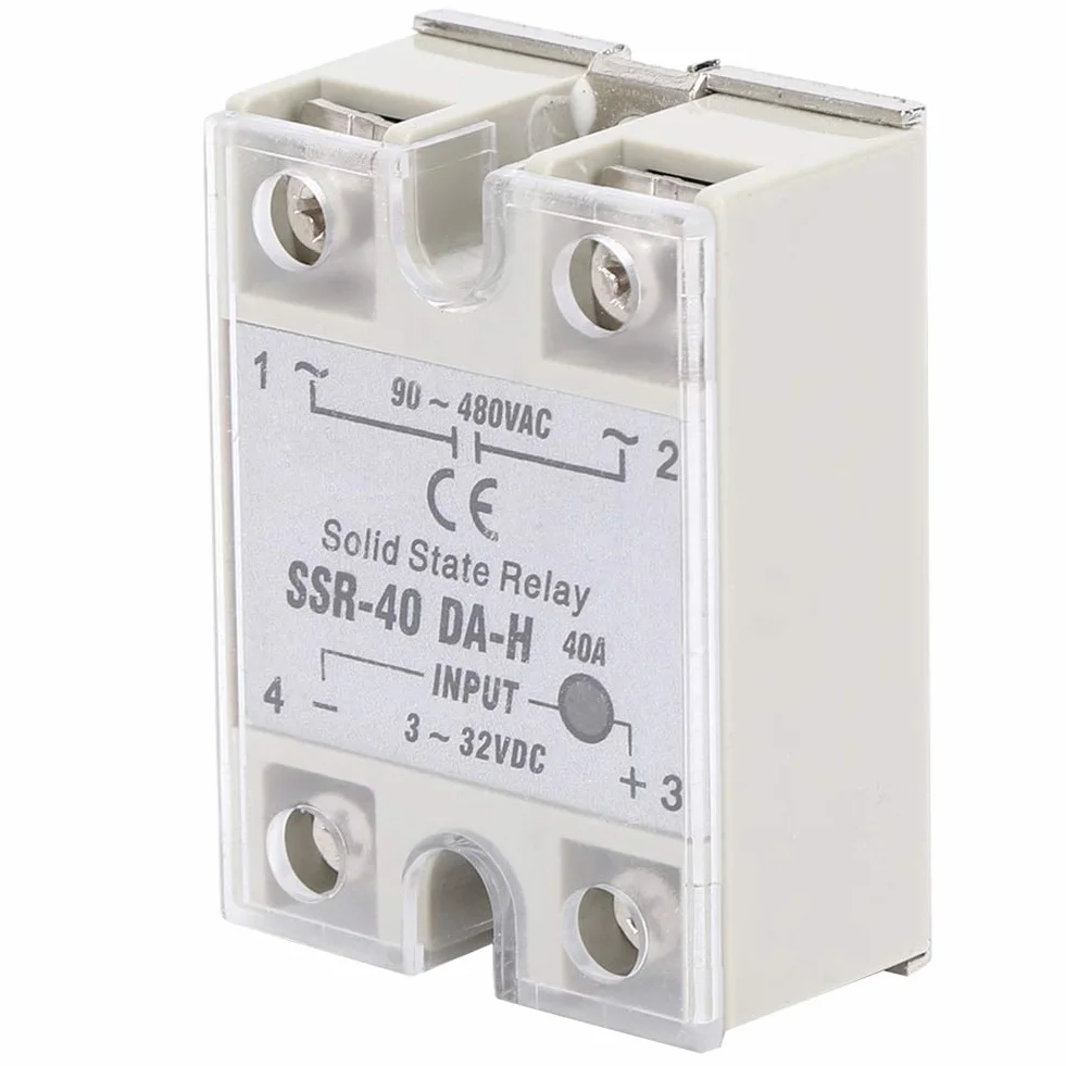 Moduł przekaźnika statycznego SSR-40DA-H 40A z wyłącznikiem bez, wejście 3-32V DC, wyjście 90-480V AC do procesów automatyzacji
