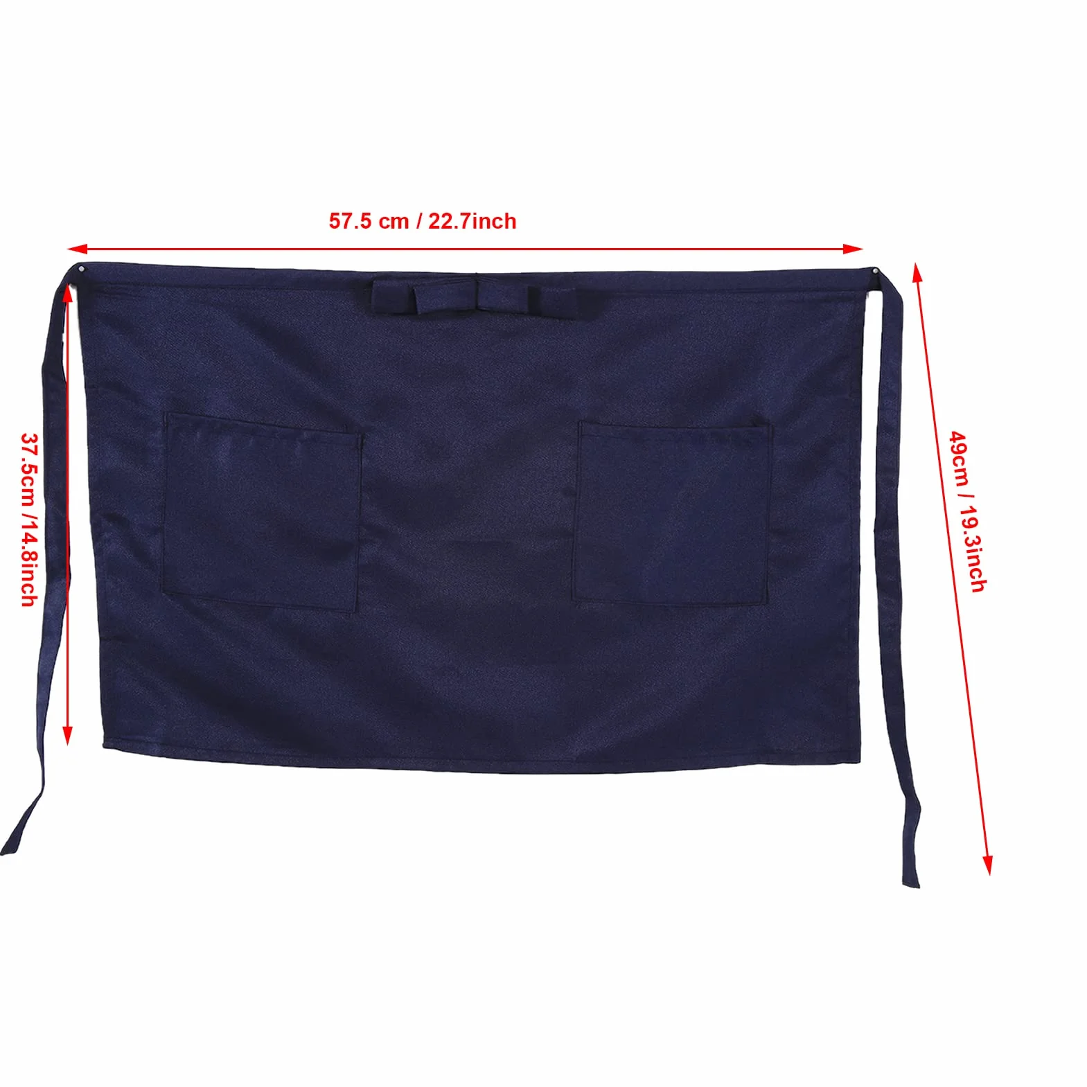 Fartuch w Talii z 2 Kieszeniami, Jednokolorowy Fartuch do Połowy Długości Polyerter Unisex Typu Bowknot Kelner Pół Fartuch dla Kobiet Mężczyźni Kelnerka Kelnerka (7 Kolorów)(Ciemny niebieski)