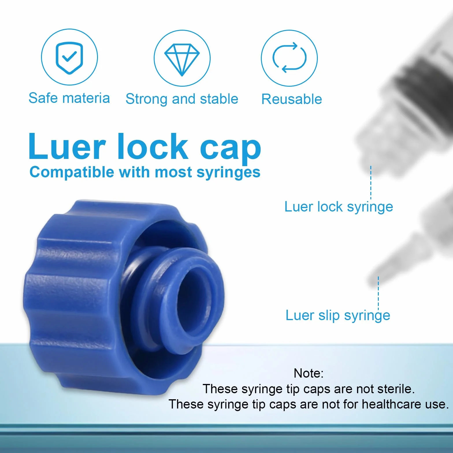 50szt Nakładek Końcówki Strzykawek, Szczelne Nakładki Końcówki Igieł Dozujących Sond Karmienia Użytku Laboratoryjnego Kompatybilny z Luer Lock/Slip (Niebieskie)