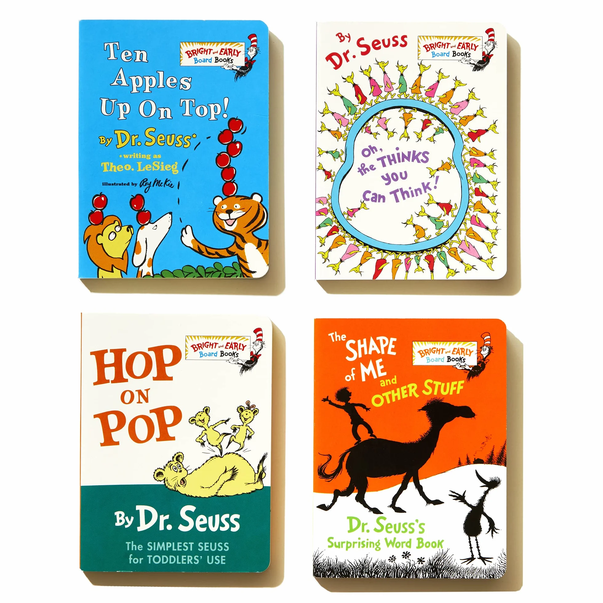 The Little Blue Boxed Set of 4 Bright and Early Board Books: Hop on Pop; Oh, the Thinks You Can Think!; Ten Apples Up On Top!; The Shape of Me and Other Stuff