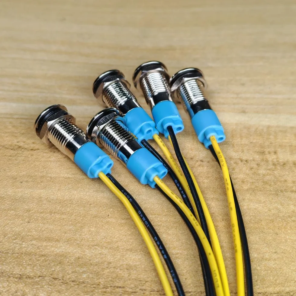 Gebildet 5 Sztuk 8mm 230V AC LED Metalowy Wskaźnik Świetlny Wodoodporna Lampka Sygnalizacyjna Żółta