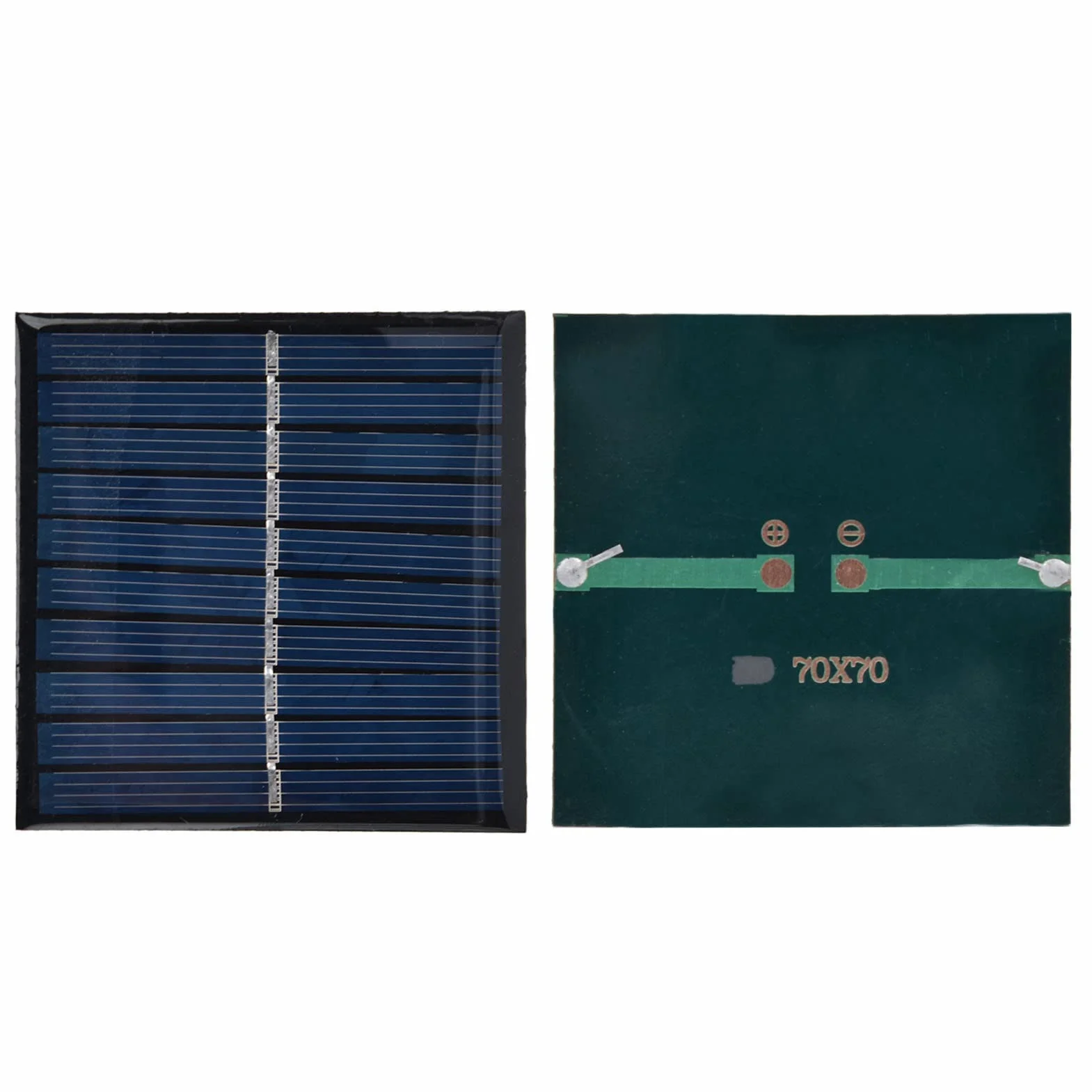 2 Szt. Mini Panel Słoneczny 0.7W 5V 0-140mA, 70x70mm Solarny Panel Epoksydowy Przenośne Zamknięte Ogniwo Słoneczne do Paneli Słonecznych o Małej Mocy